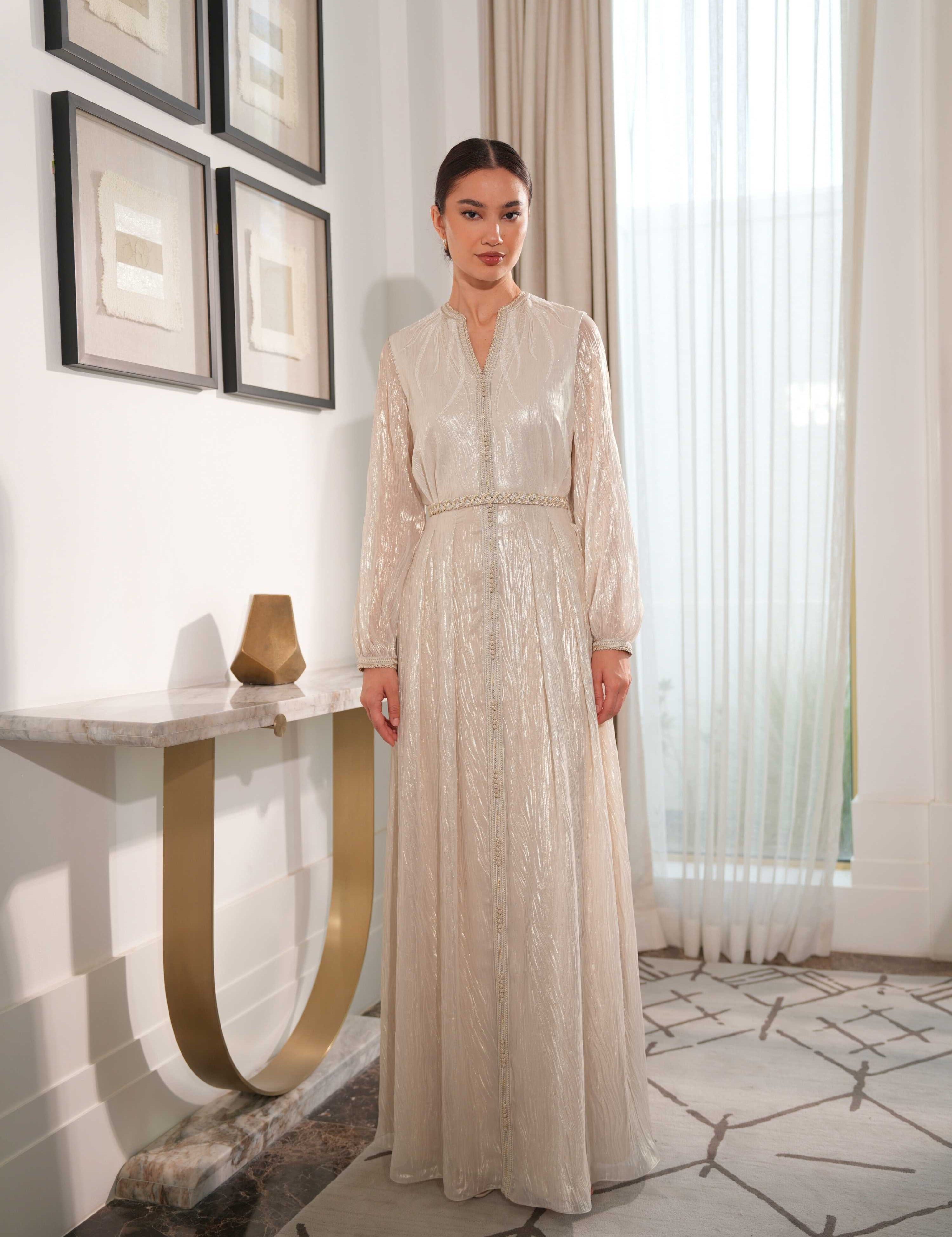 Silk Lami Embroidered Dress with Belt