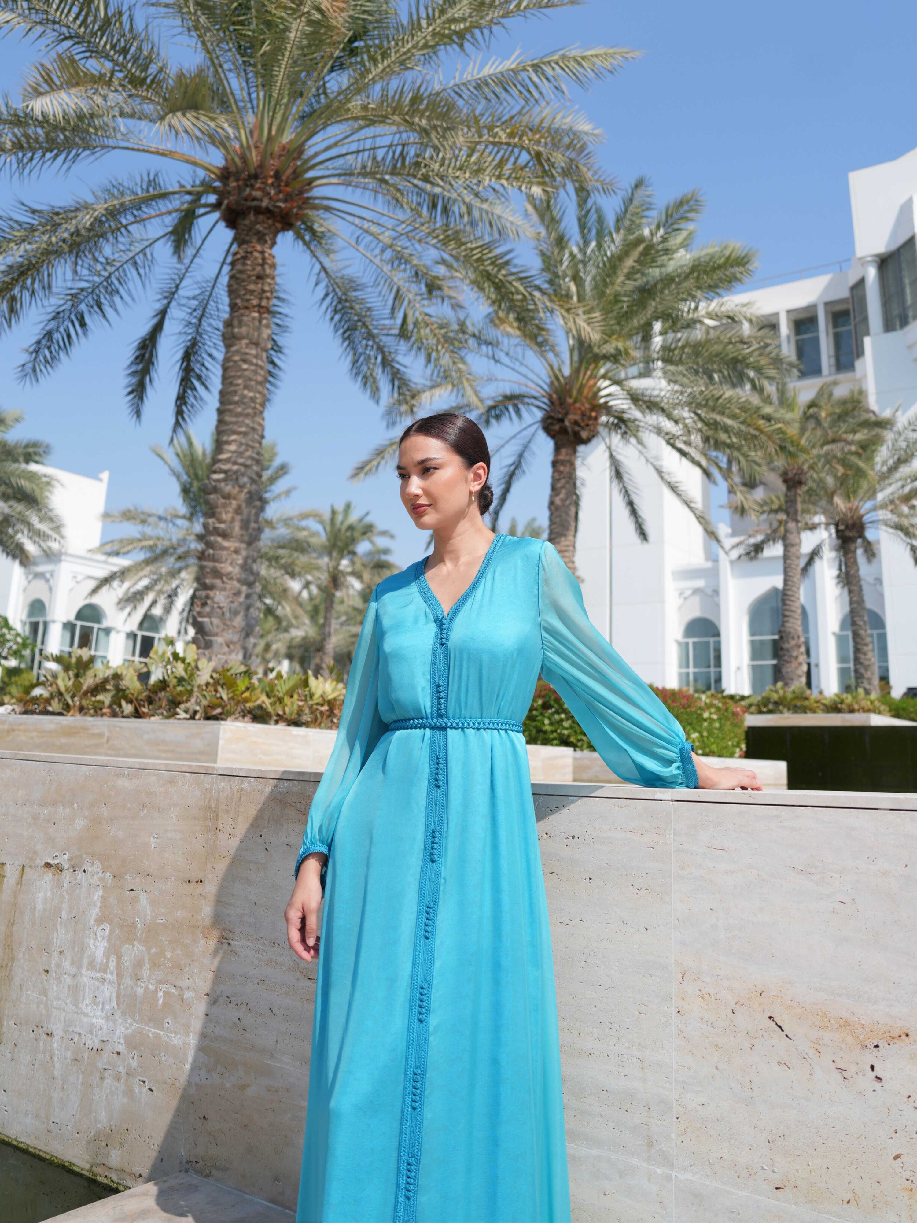 Silk Chiffon Dress with Belt - Designer E