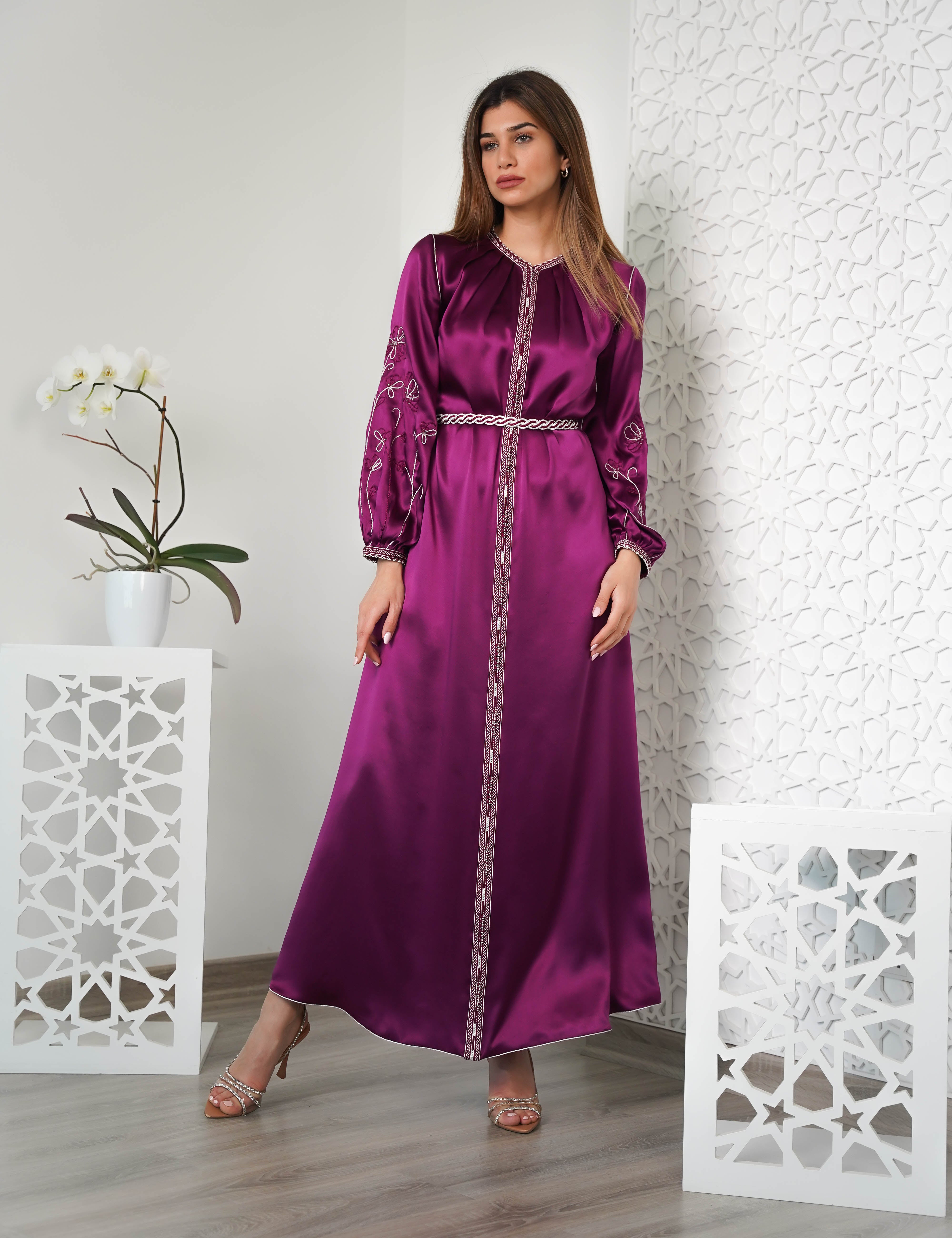 Silk Satin Kaftan with belt