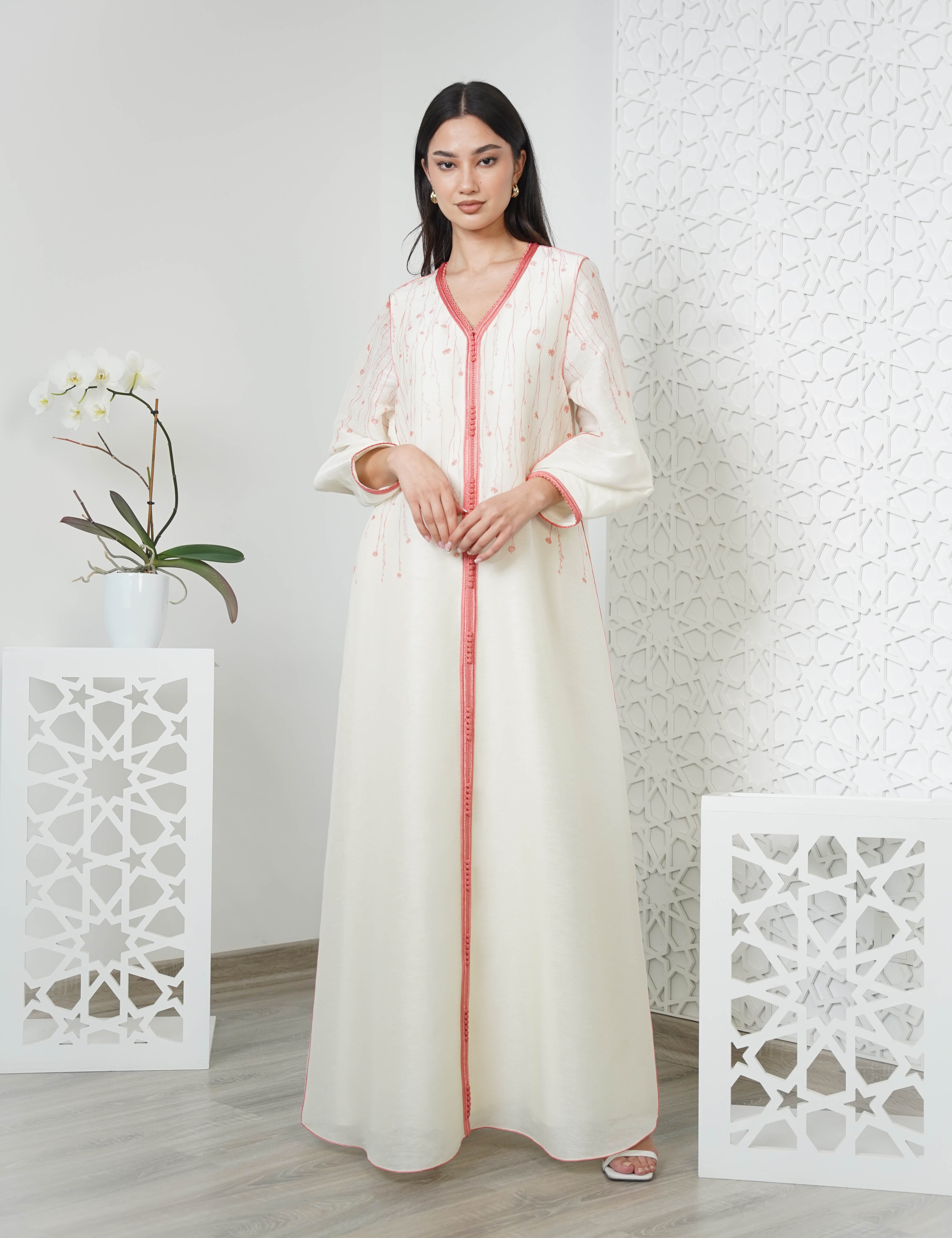 Silk Linen Print Kaftan