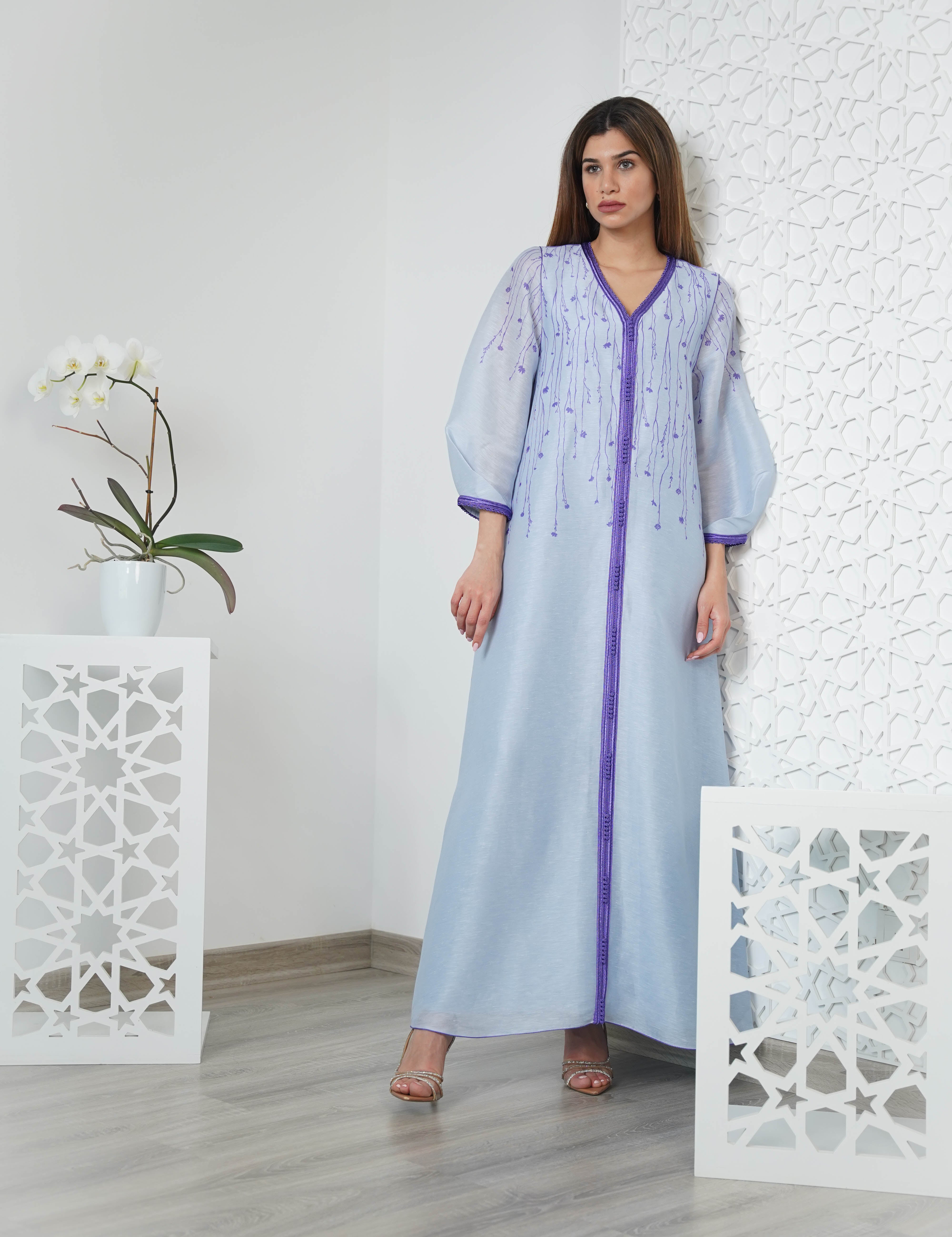 Silk Linen Print Kaftan