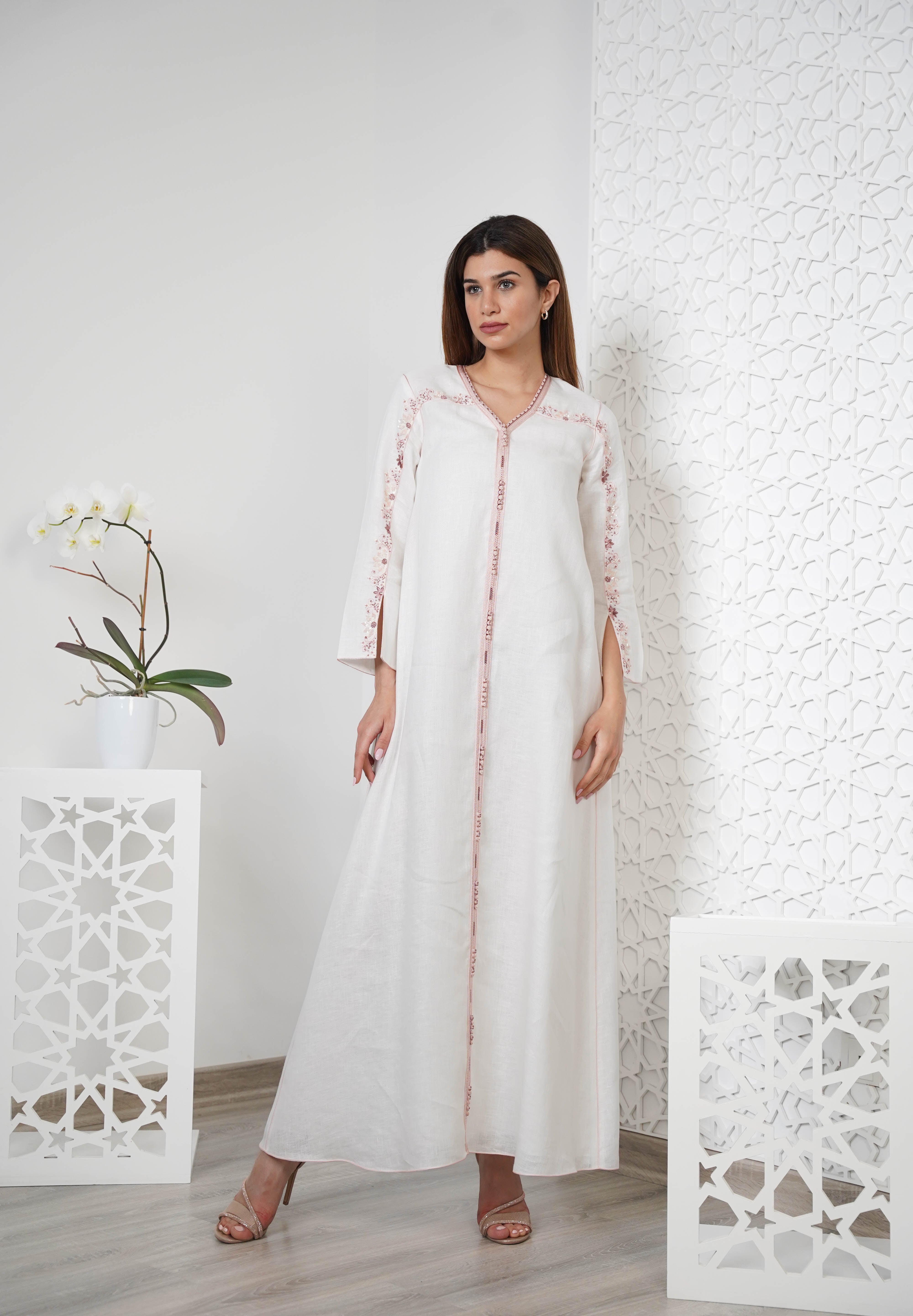 Linen Embroidered Kaftan R24-04