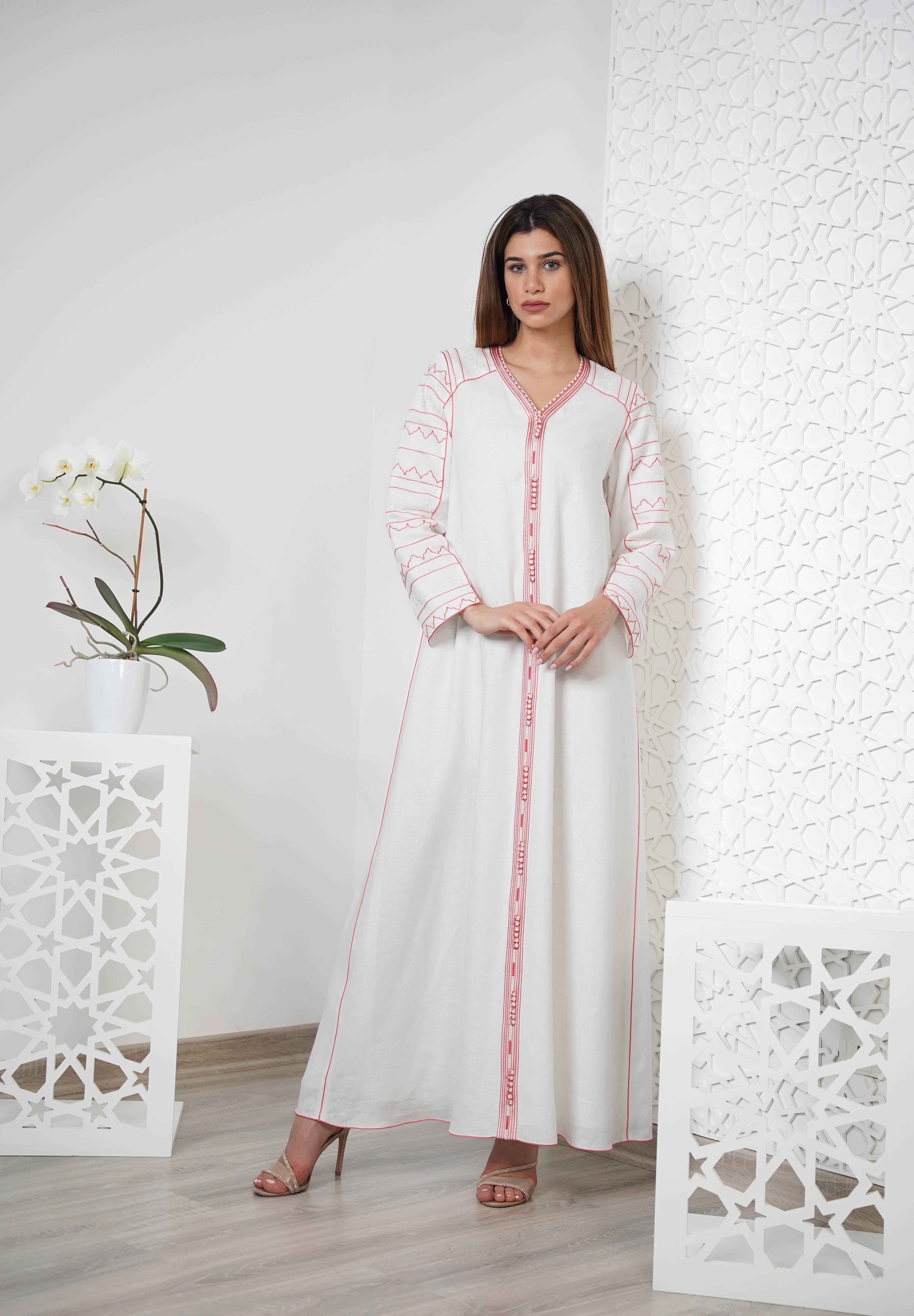 Linen Embroidered Kaftan R24-05