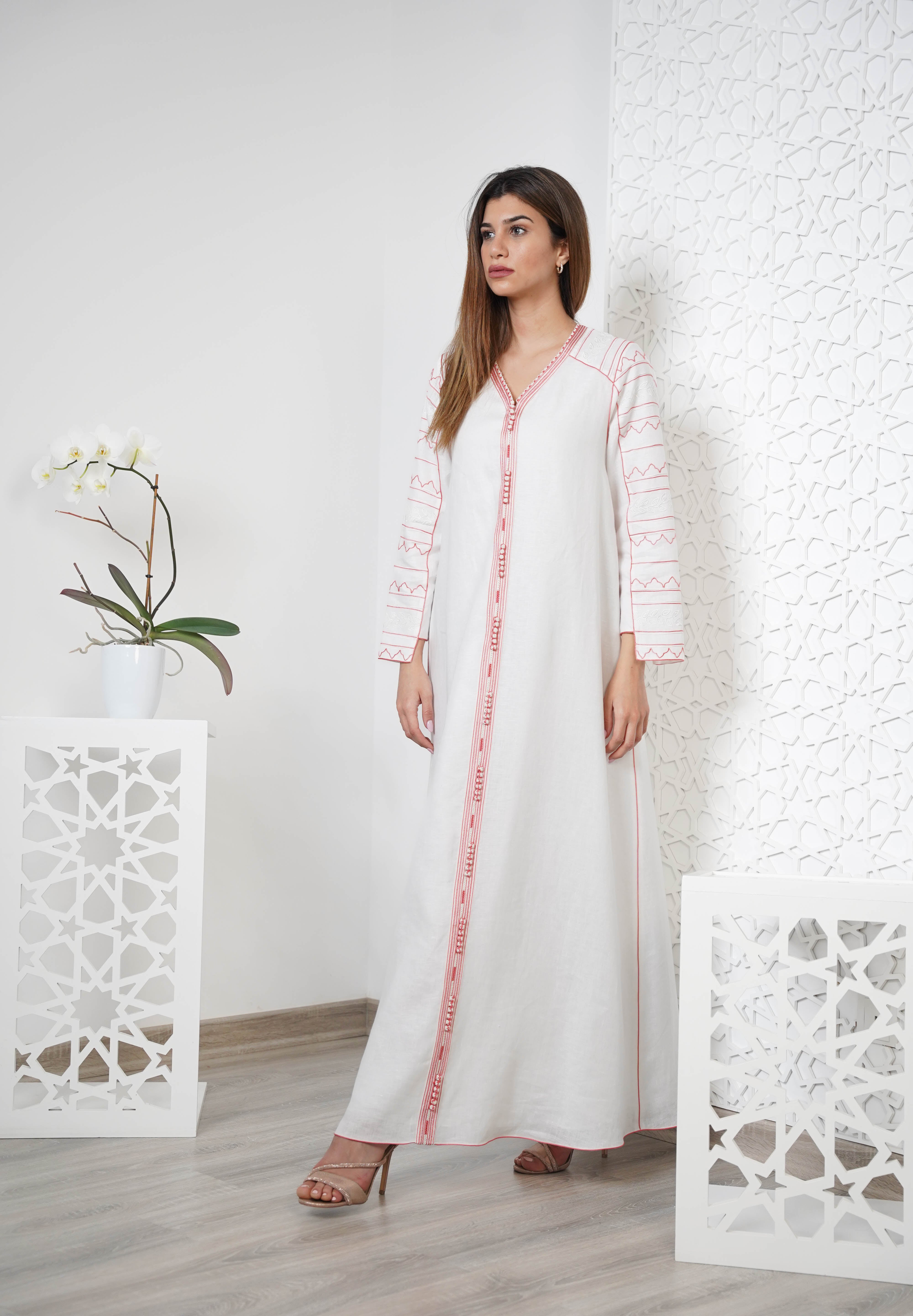 Linen Embroidered Kaftan R24-05