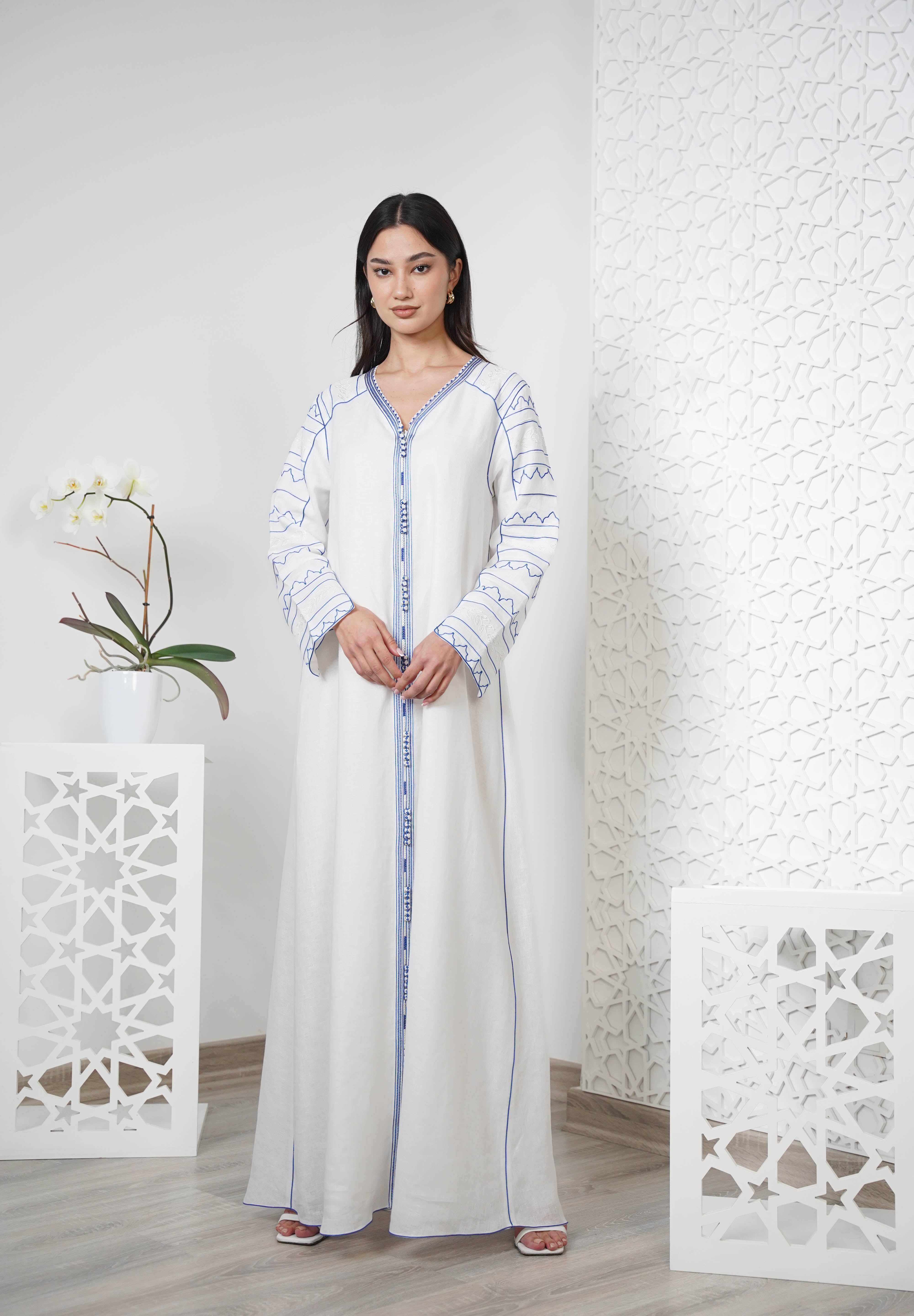 Linen Embroidered Kaftan R24-05