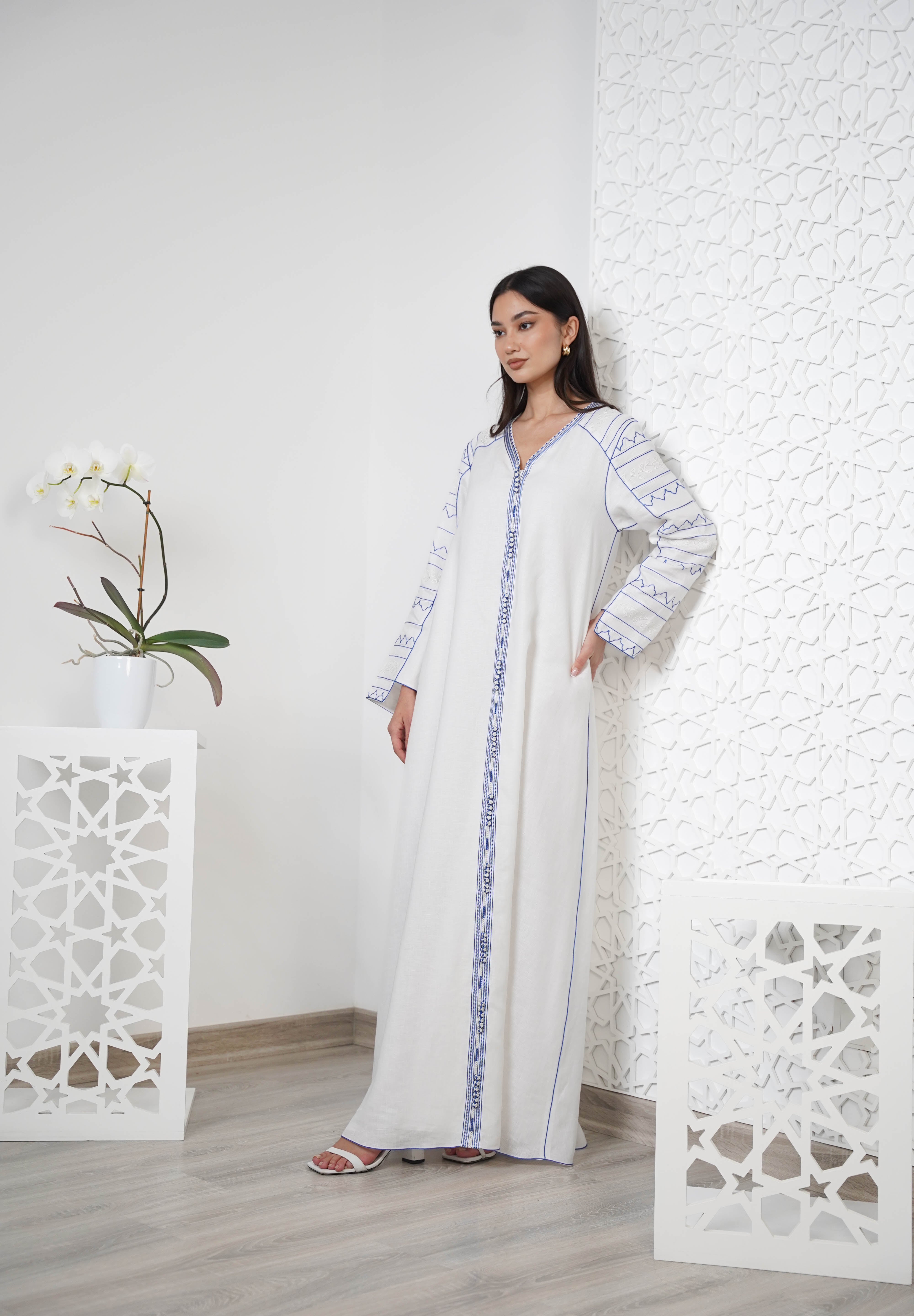 Linen Embroidered Kaftan R24-05