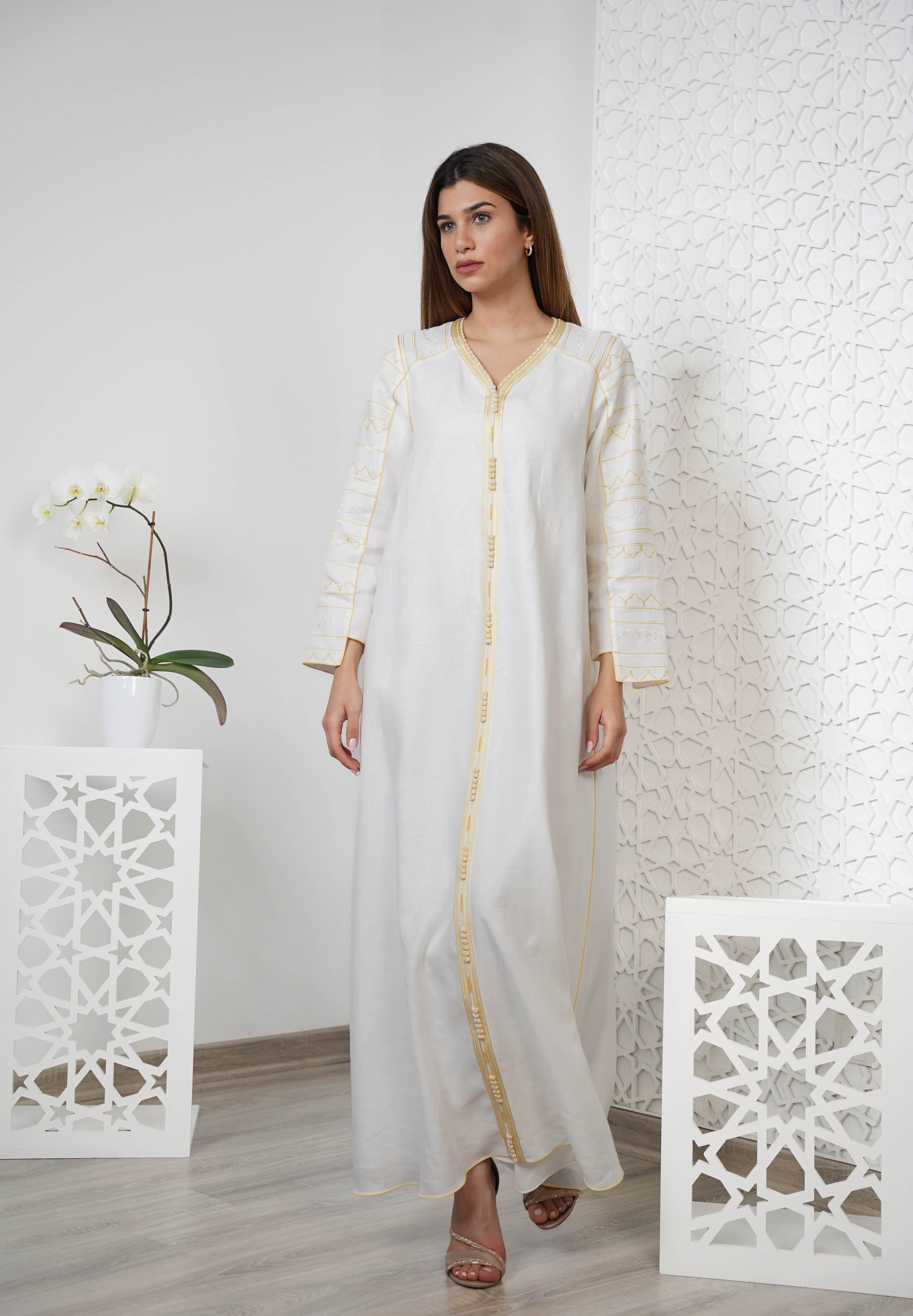 Linen Embroidered Kaftan R24-05