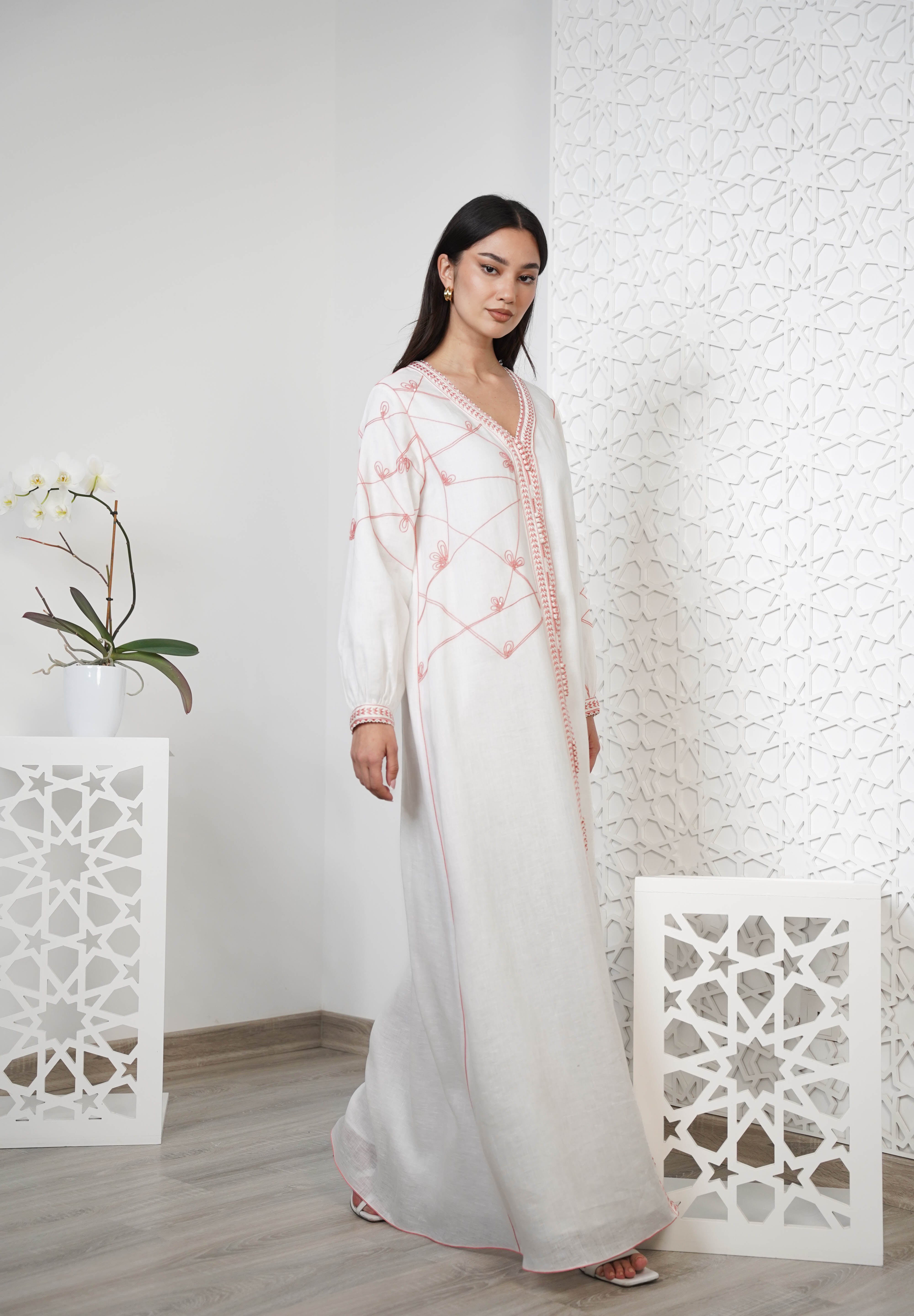 Linen Embroidered Kaftan R24-06