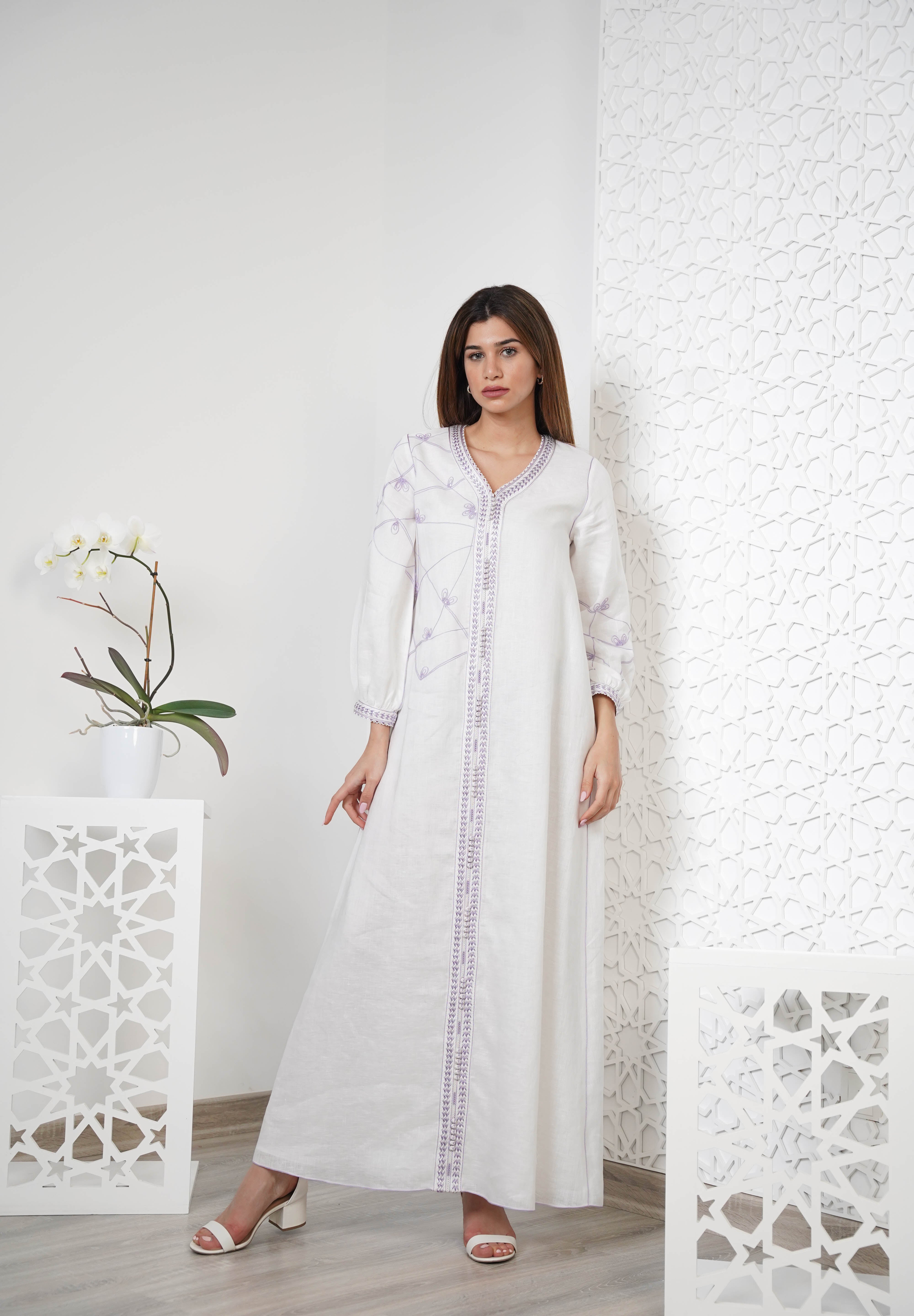 Linen Embroidered Kaftan R24-06