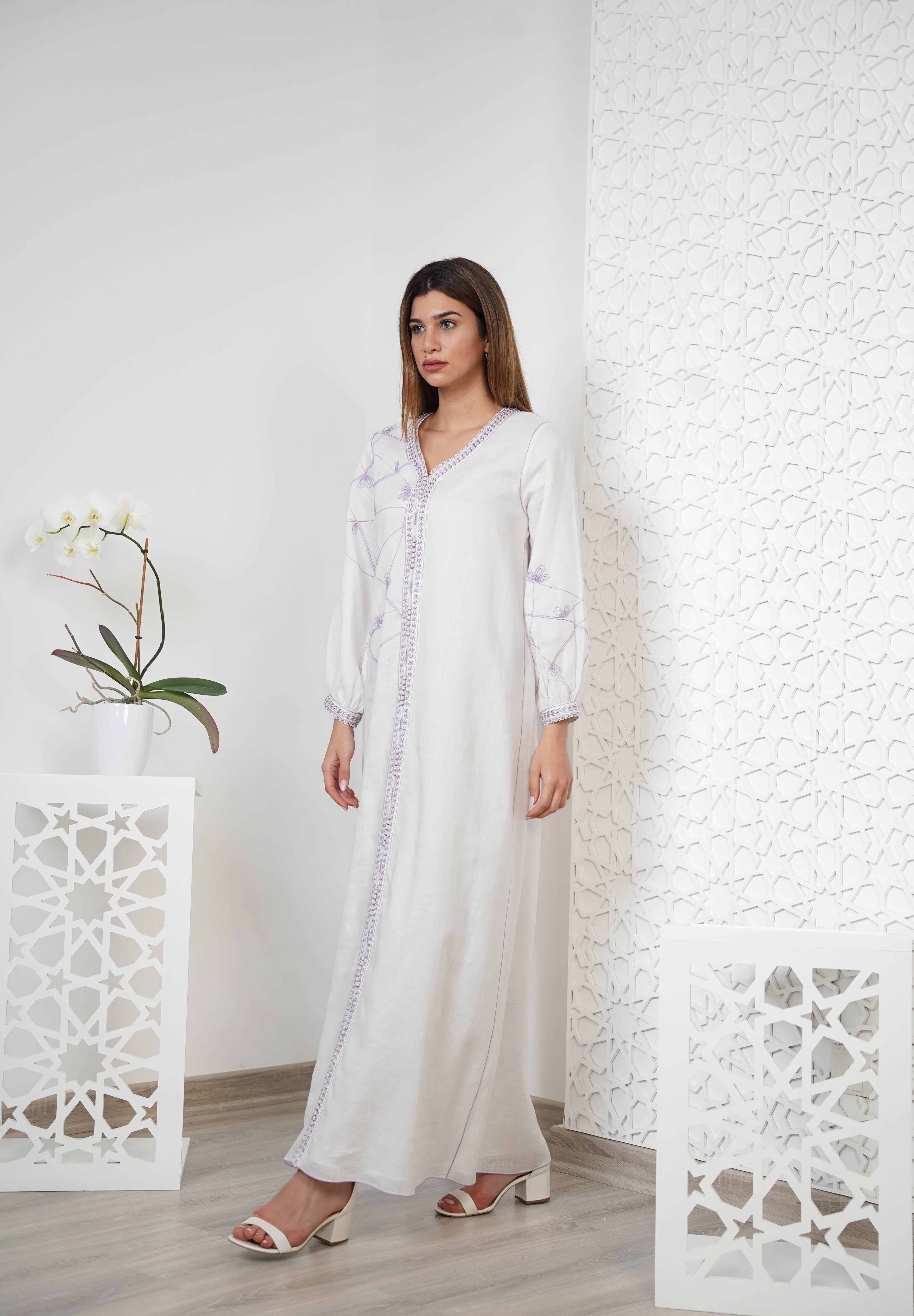 Linen Embroidered Kaftan R24-06