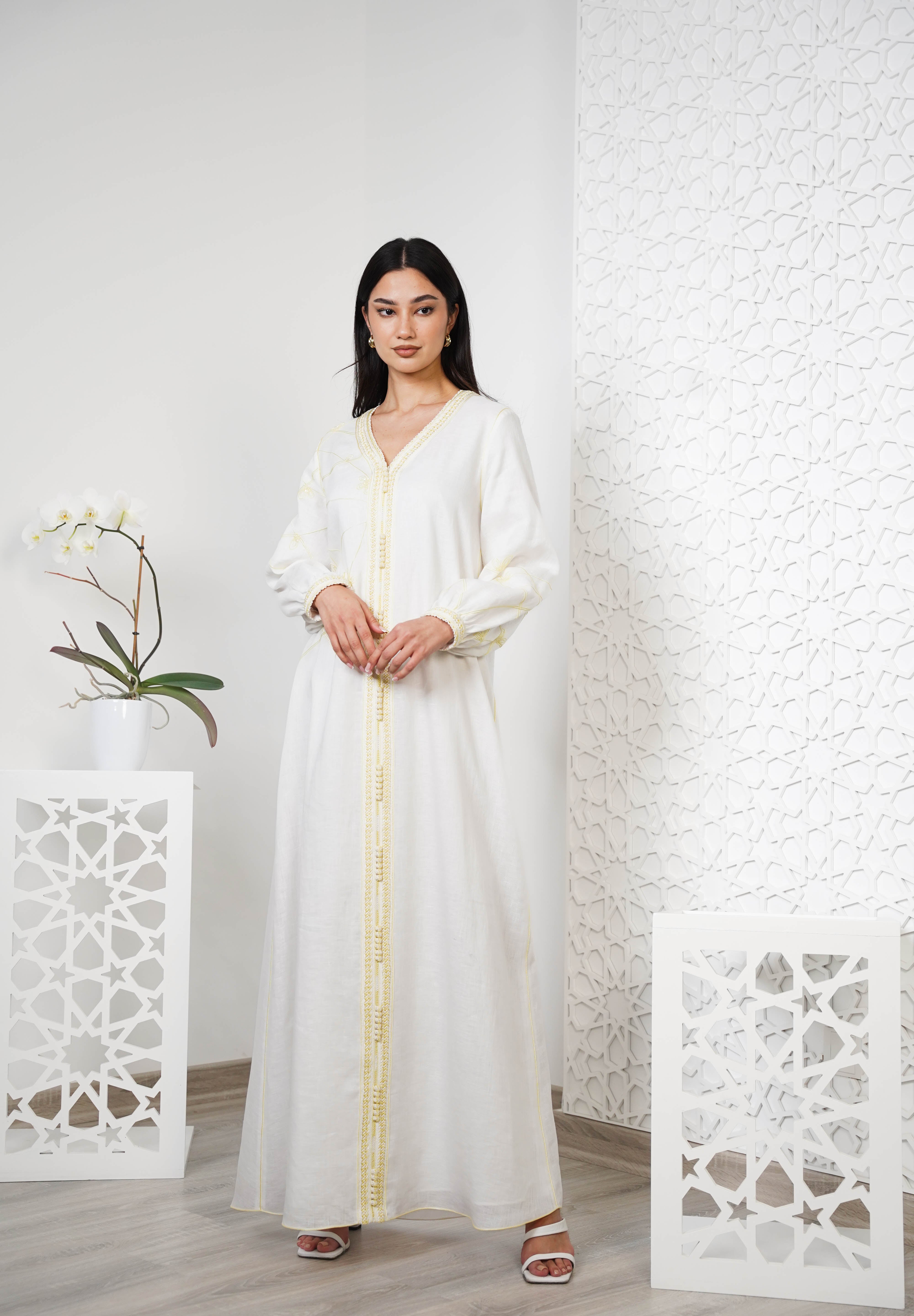 Linen Embroidered Kaftan R24-06