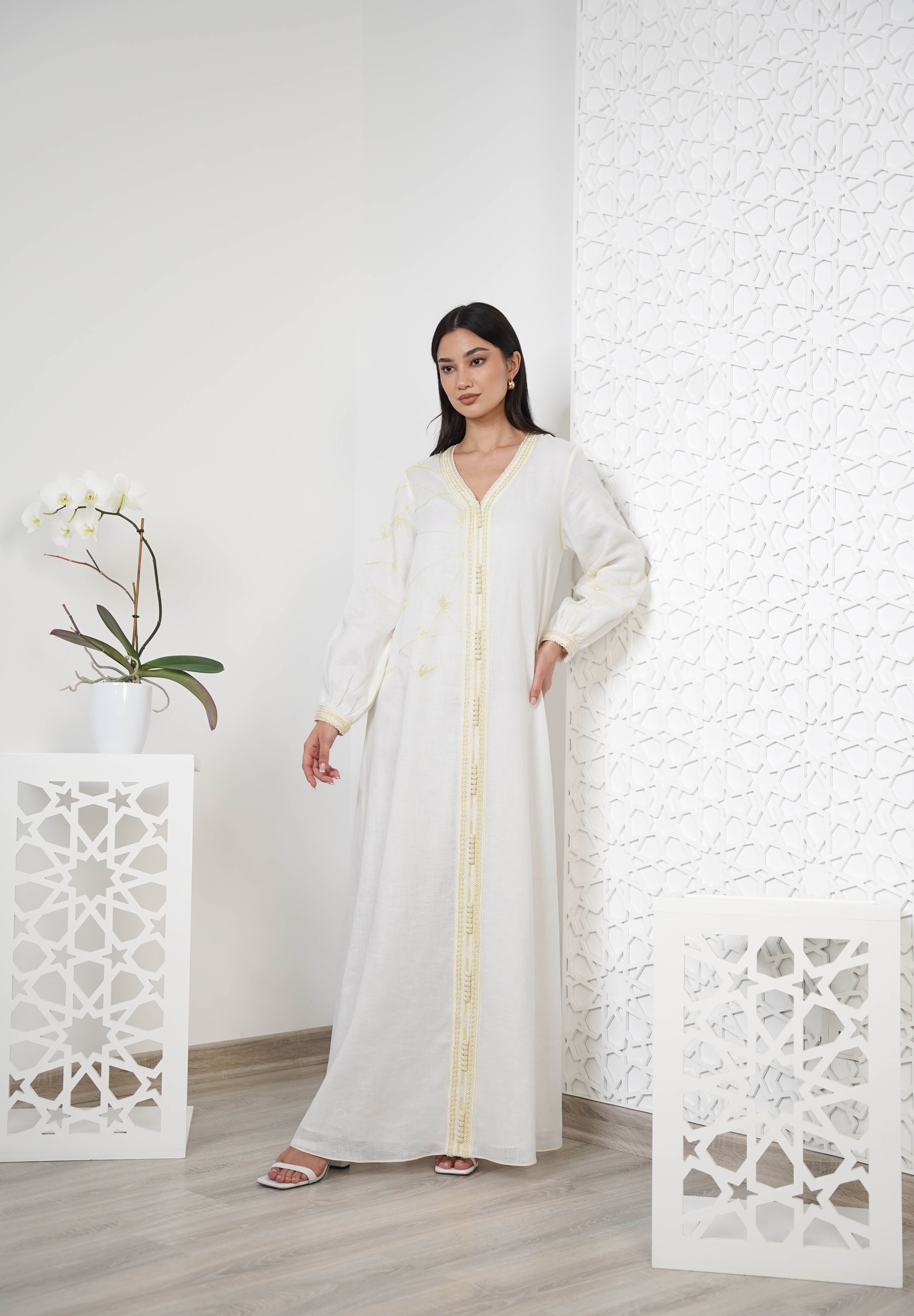 Linen Embroidered Kaftan R24-06