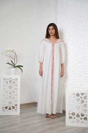 Linen Embroidered Kaftan with hood R24-07