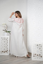 Linen Embroidered Kaftan with hood R24-07