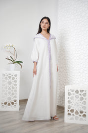 Linen Embroidered Kaftan with hood R24-07