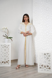 Linen Embroidered Kaftan with hood R24-07