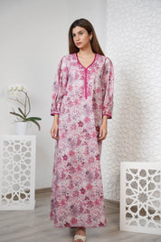 Cotton Floral Print Embroidered Kaftan  R24-12