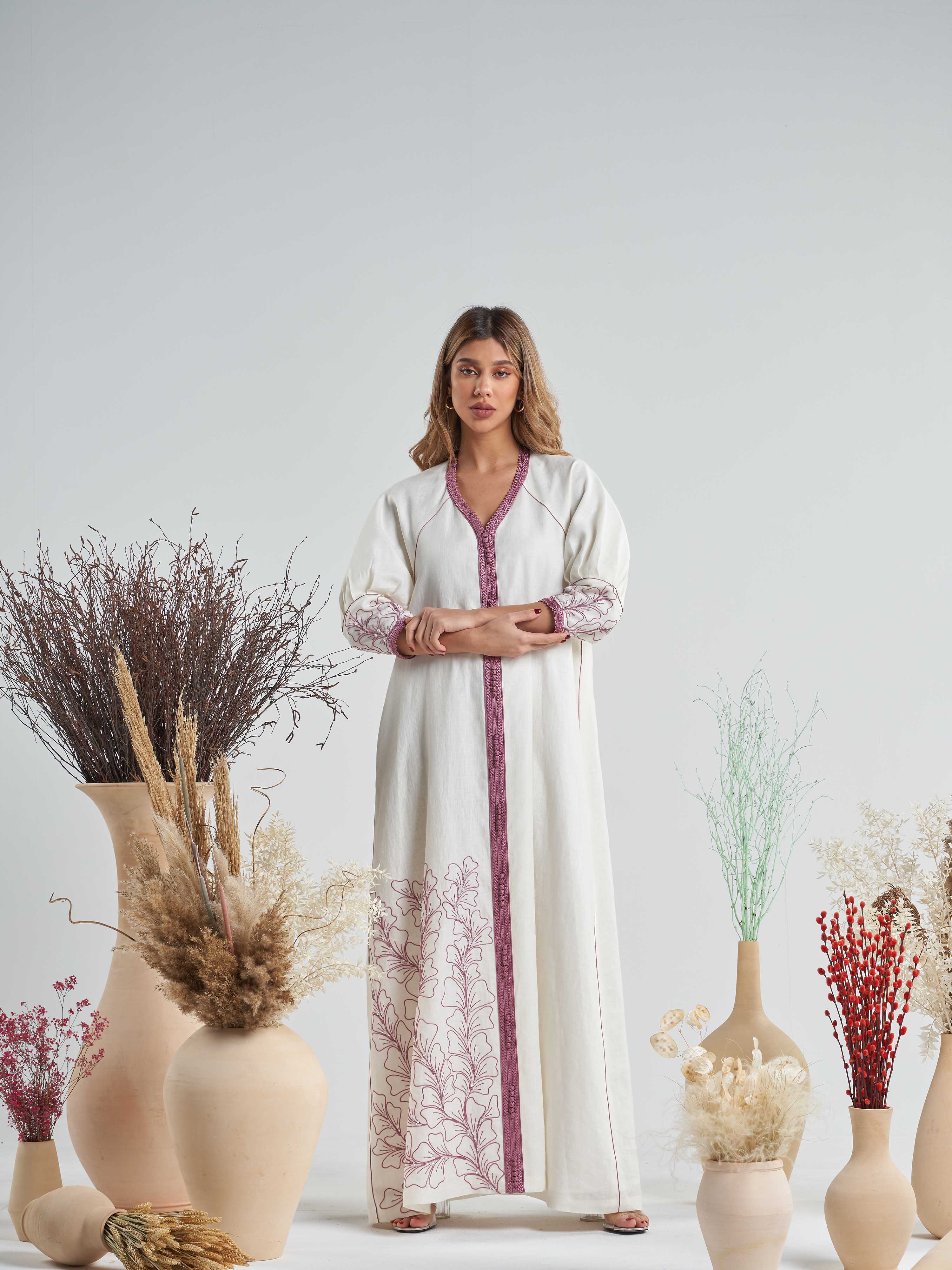 Linen Embroidered Kaftan R20-05