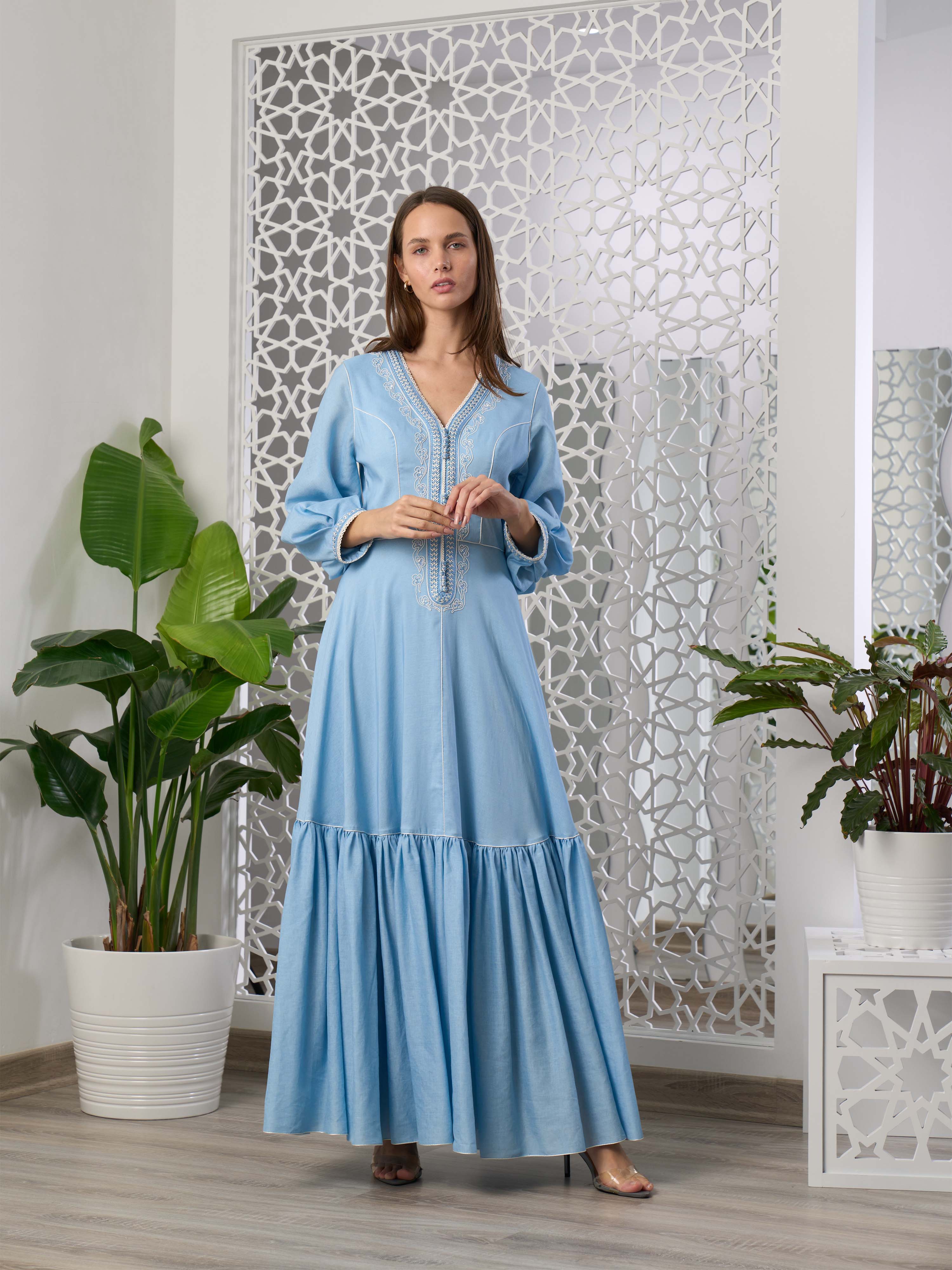 Linen Kaftan Dress R22-03