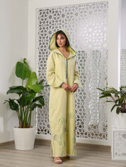 Linen Embroidered Kaftan with hood R22-04