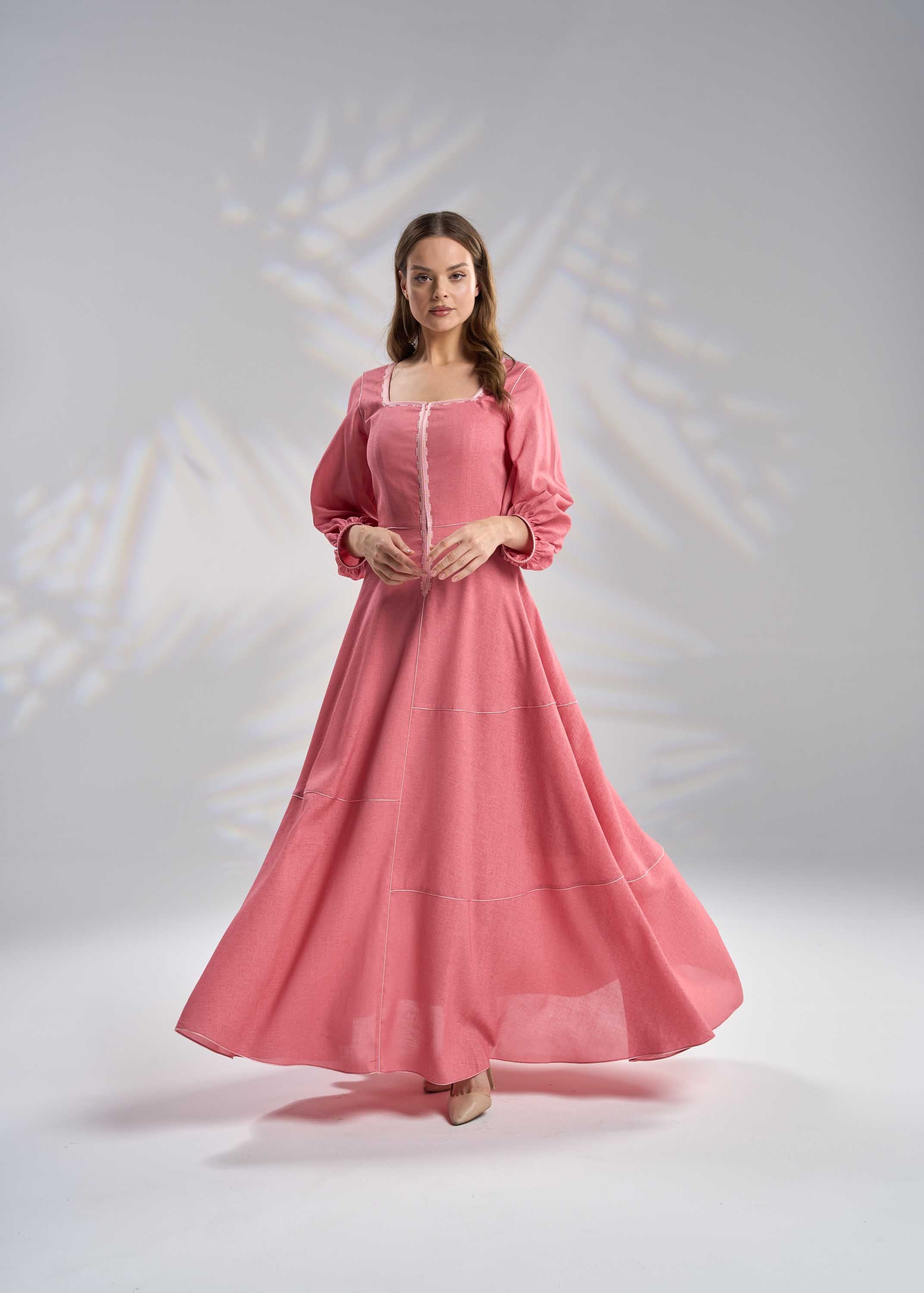 Linen Cotton Kaftan Dress R23-12