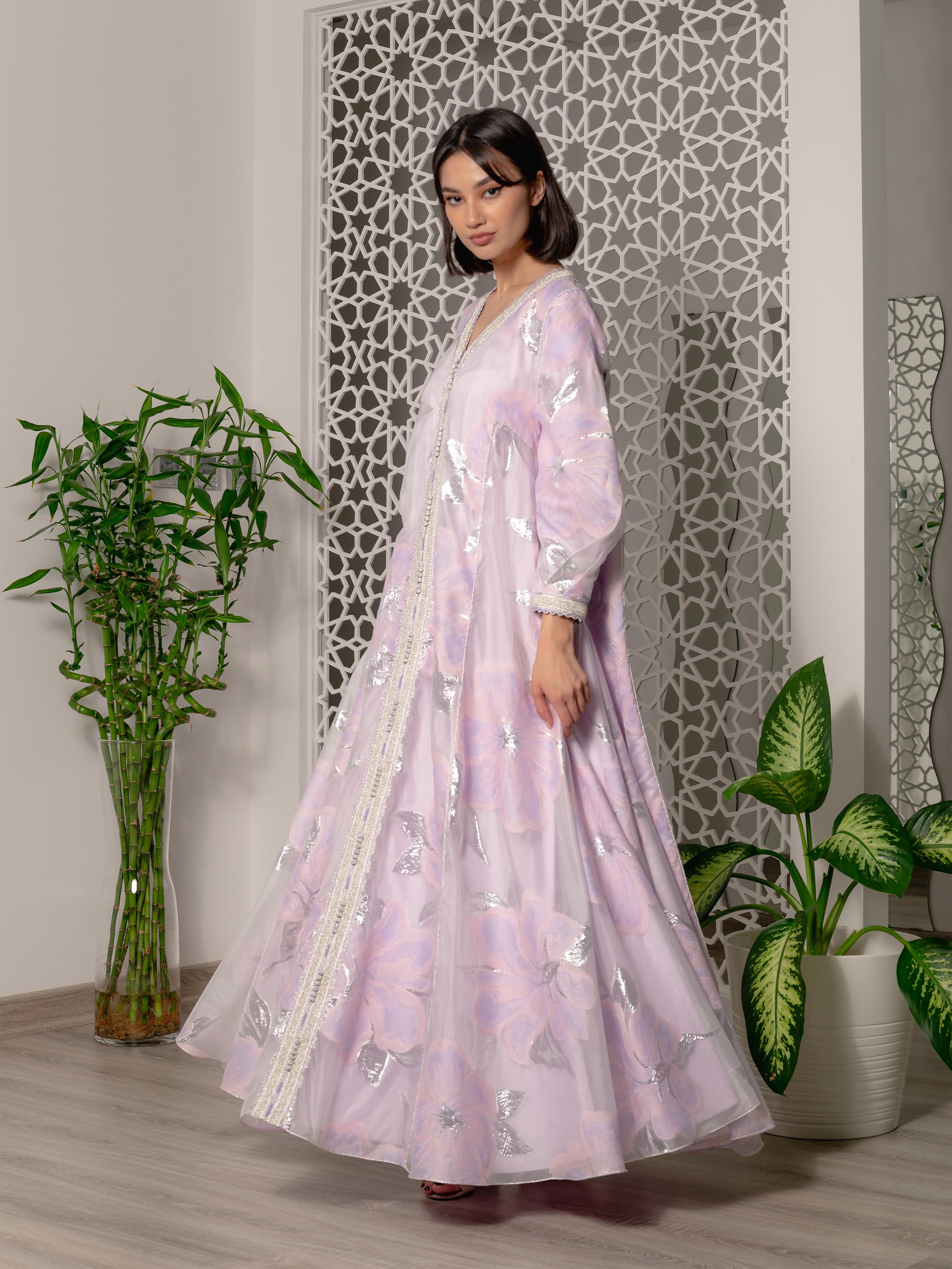 Silk Chiffon Print Kaftan Dress SS22-06