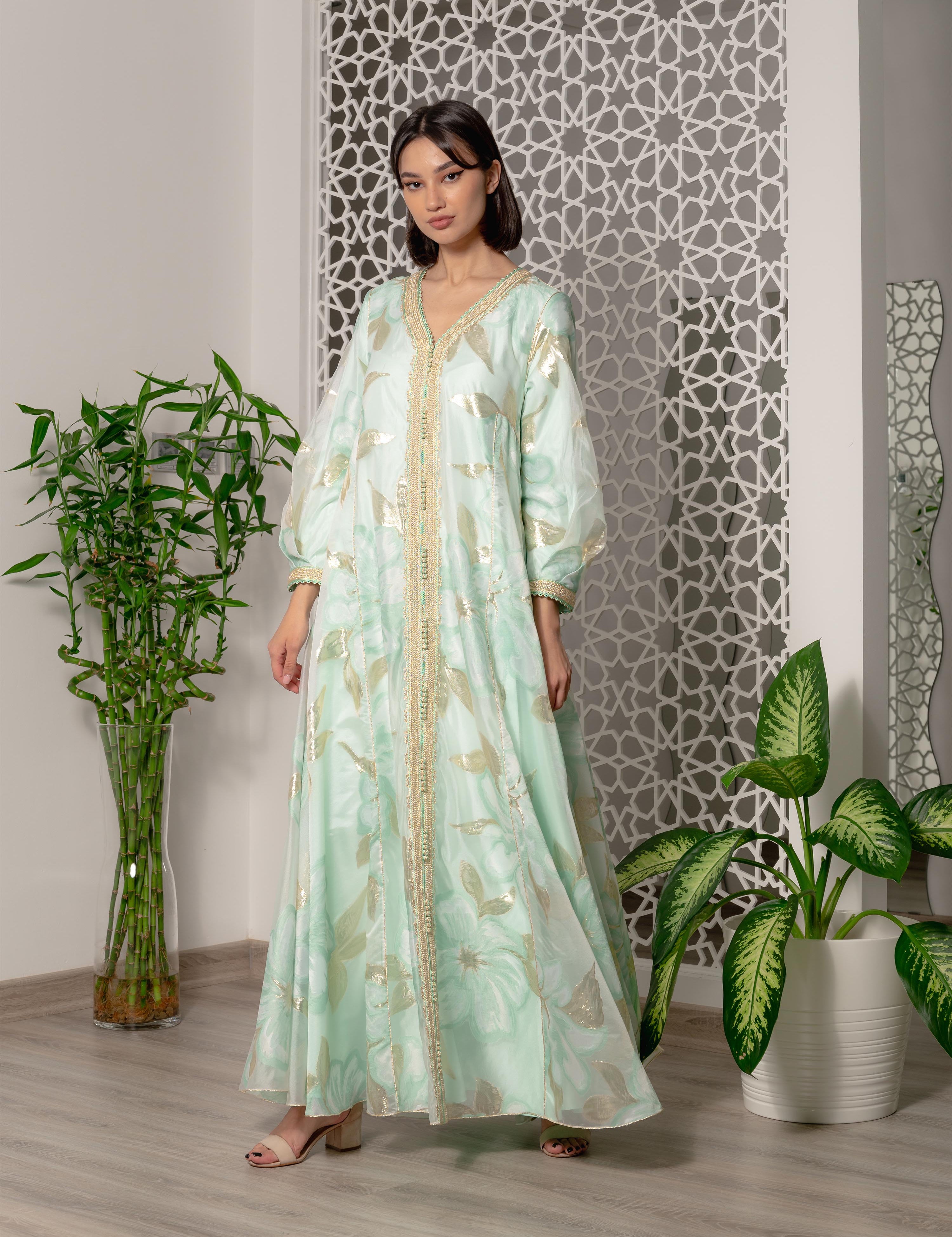 Silk Chiffon Print Kaftan Dress SS22-06