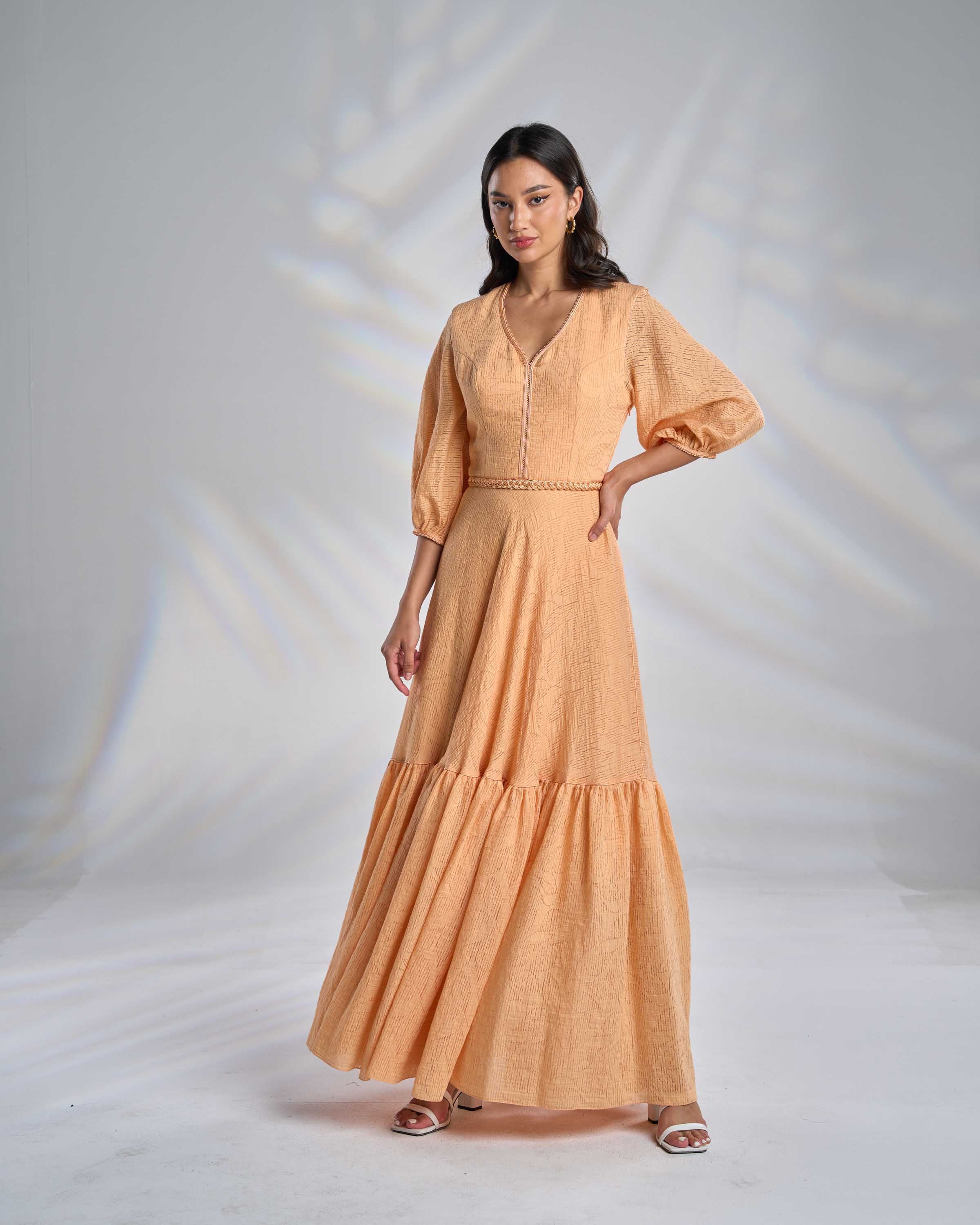 Cotton Kaftan Dress with Belt R23-07