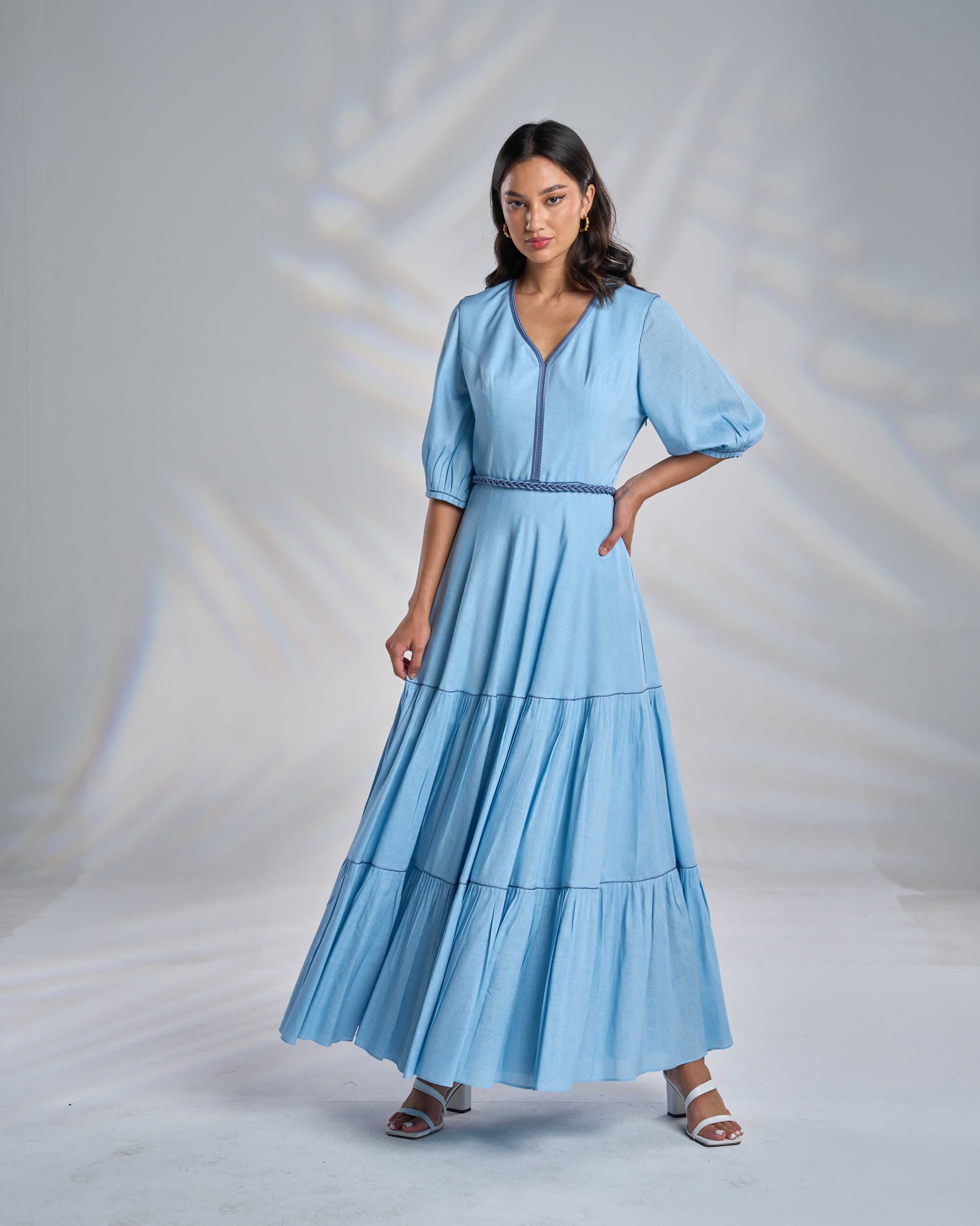 Cotton Kaftan Dress with Belt R23-08