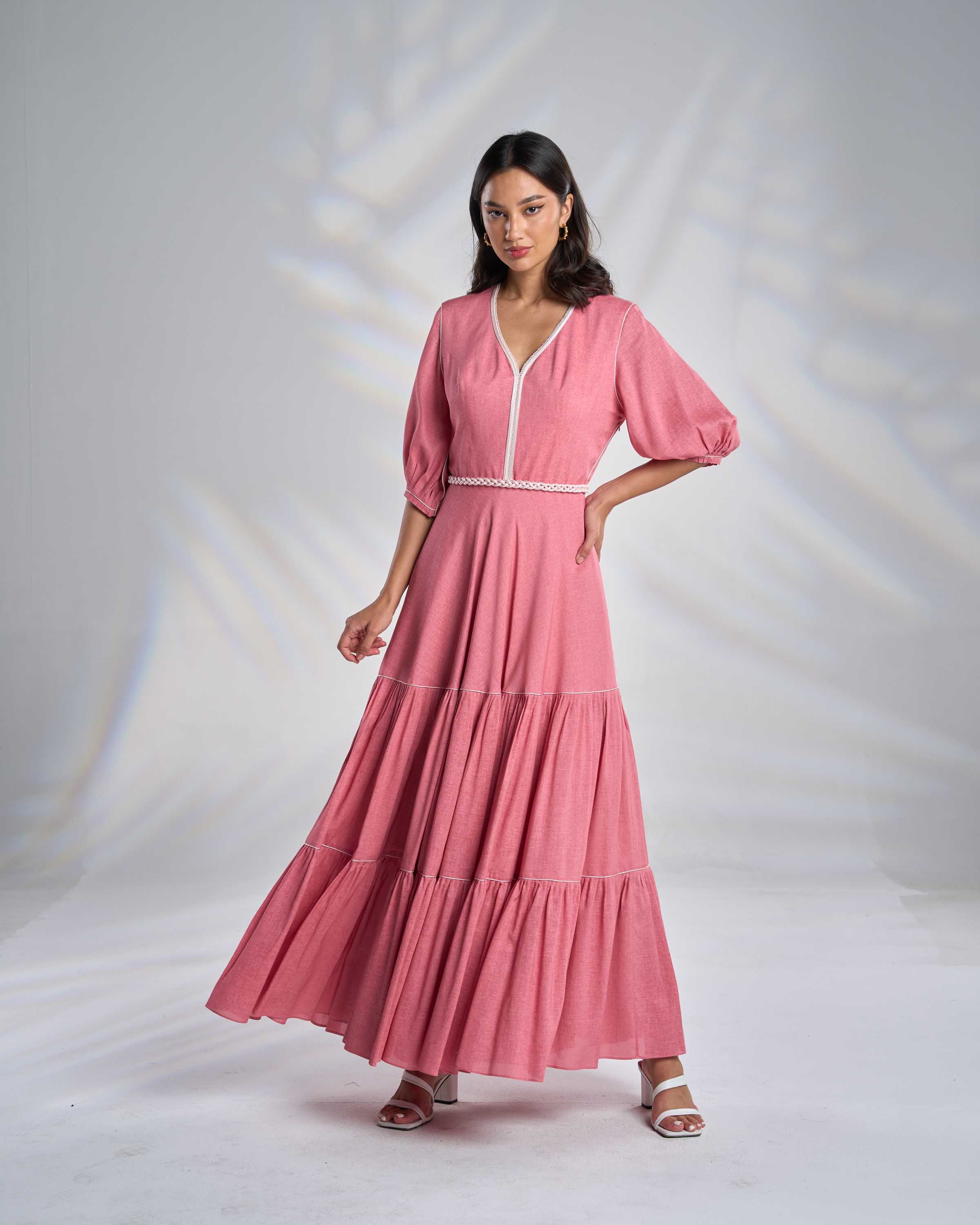 Cotton Kaftan Dress with Belt R23-08