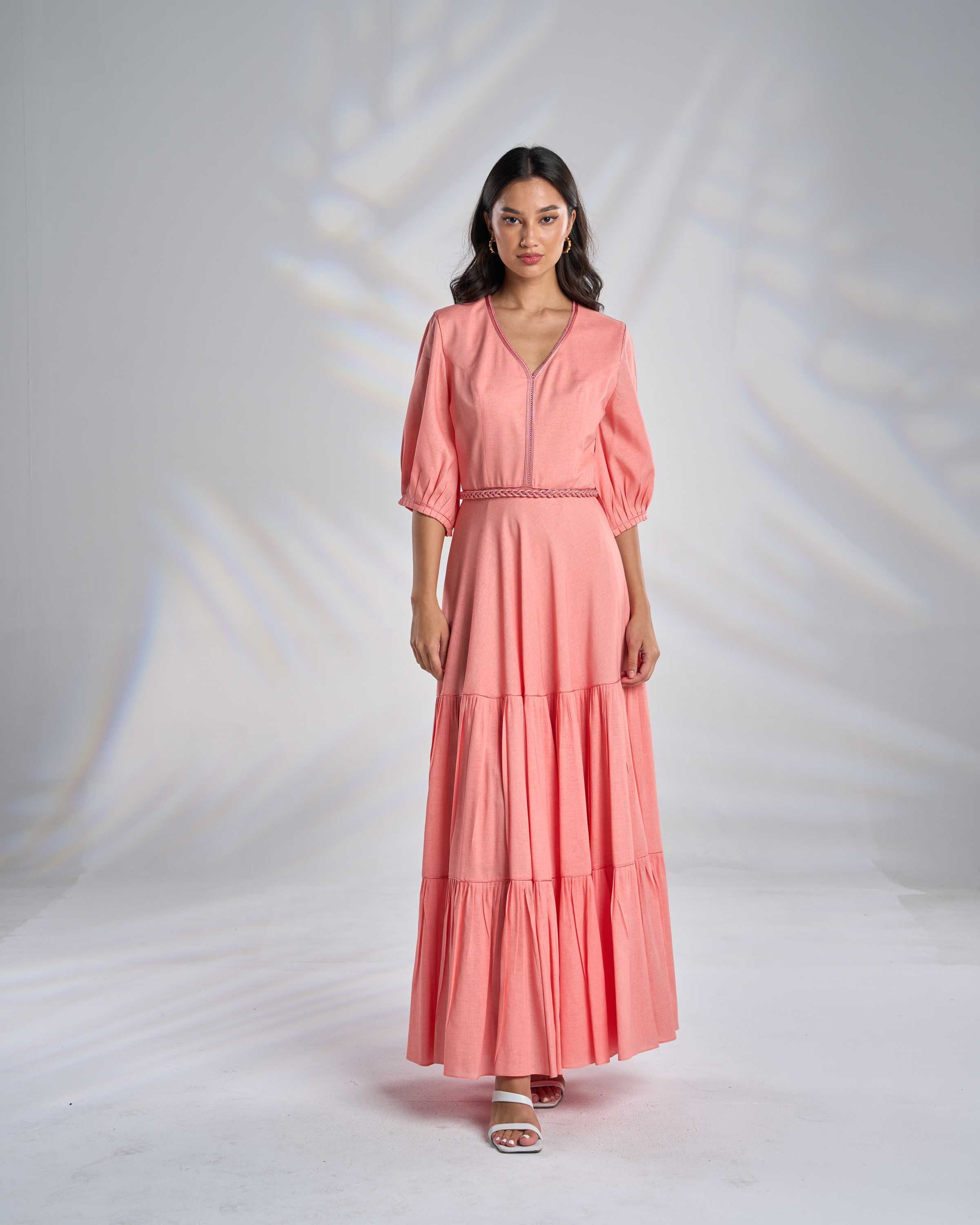 Cotton Kaftan Dress with Belt R23-08