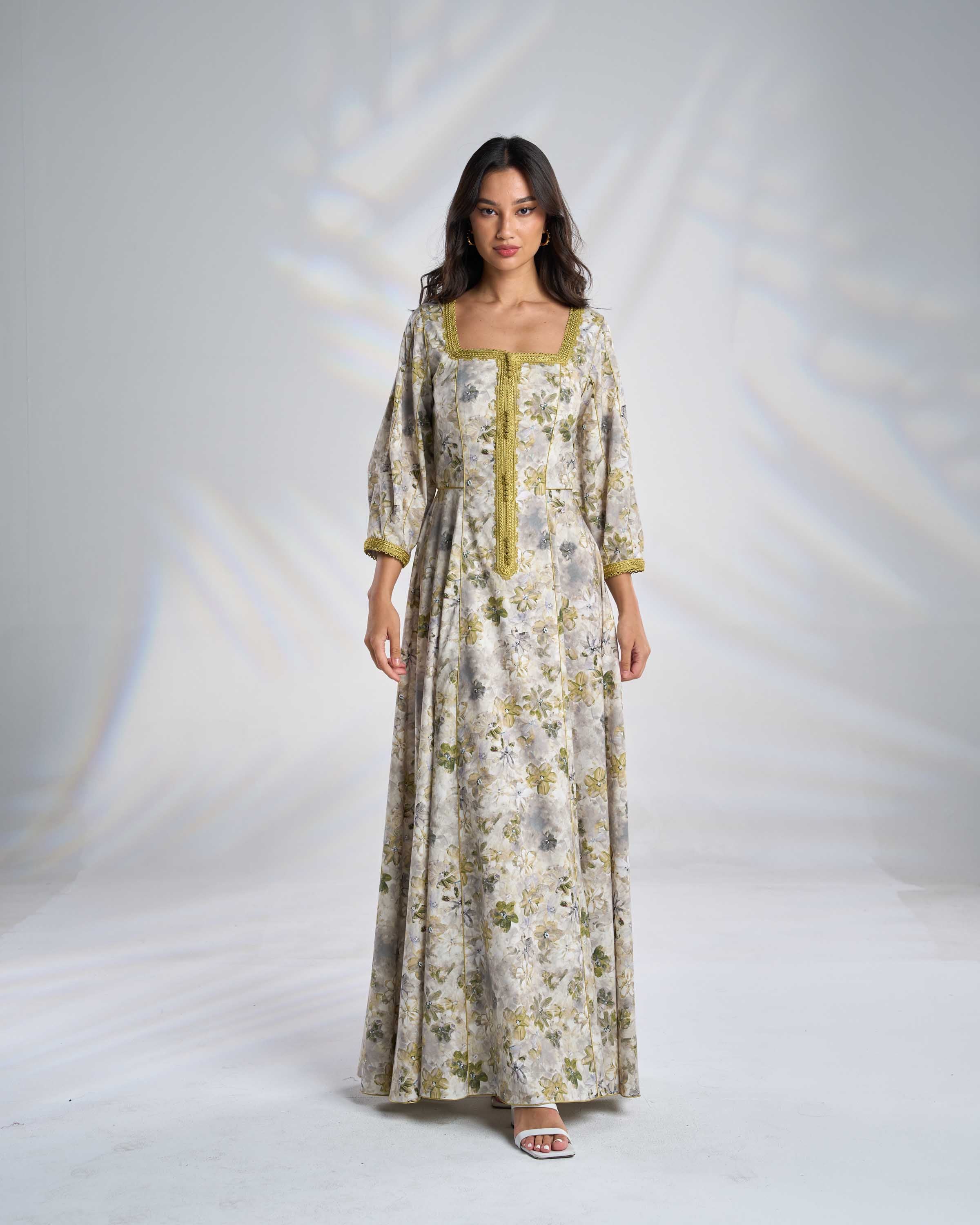 Cotton Floral Kaftan Dress R23-09