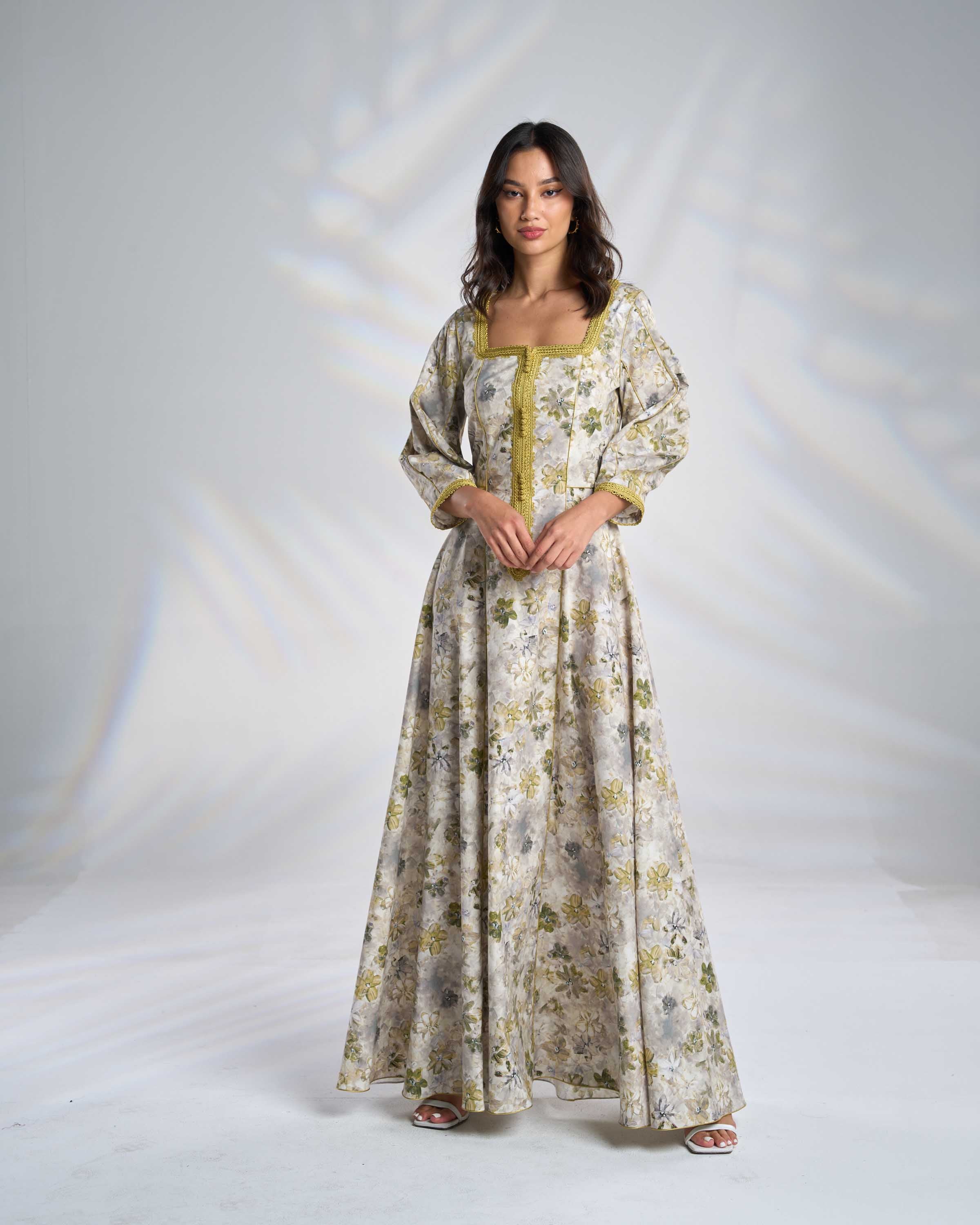 Cotton Floral Kaftan Dress R23-09