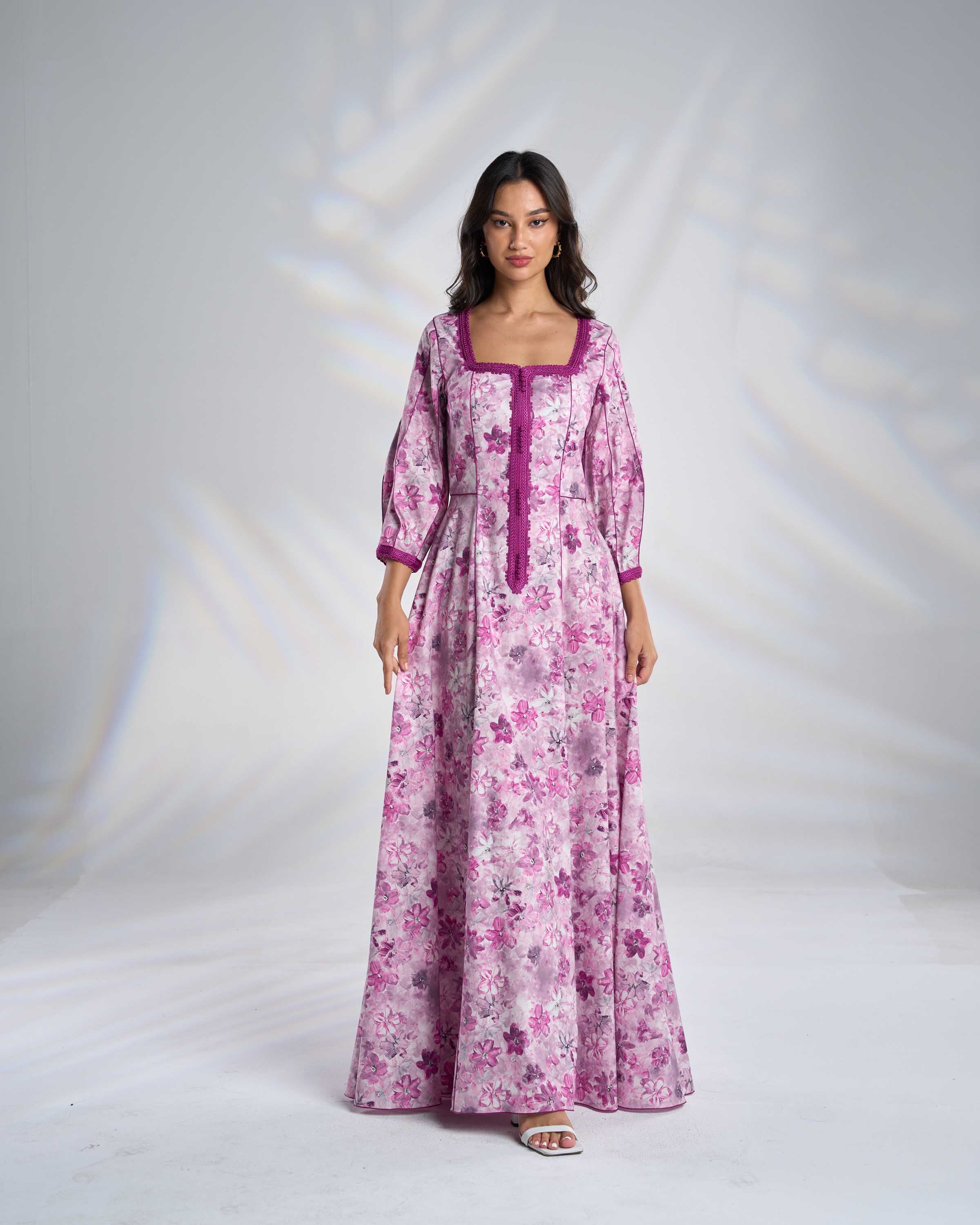 Cotton Floral Kaftan Dress R23-09