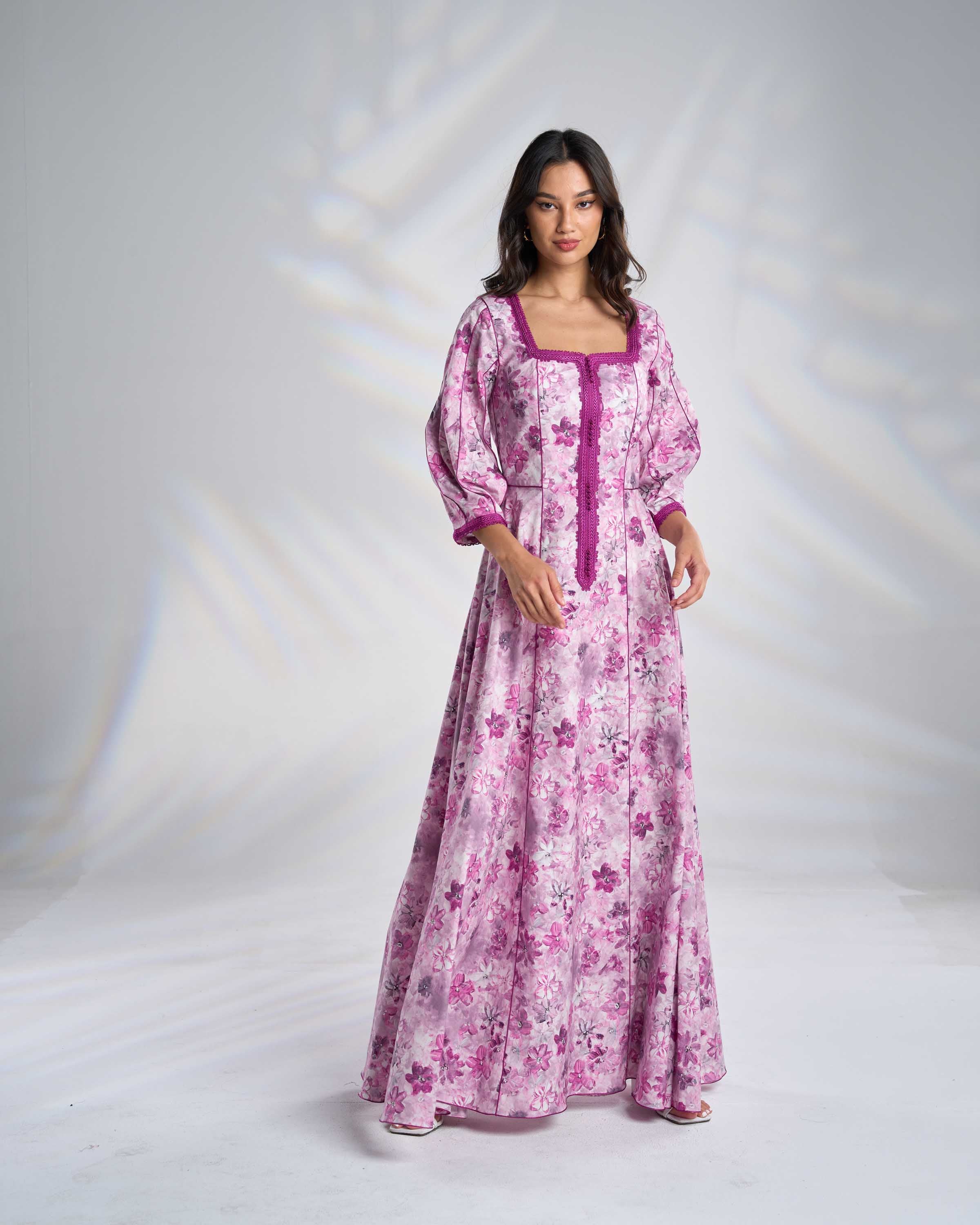 Cotton Floral Kaftan Dress R23-09