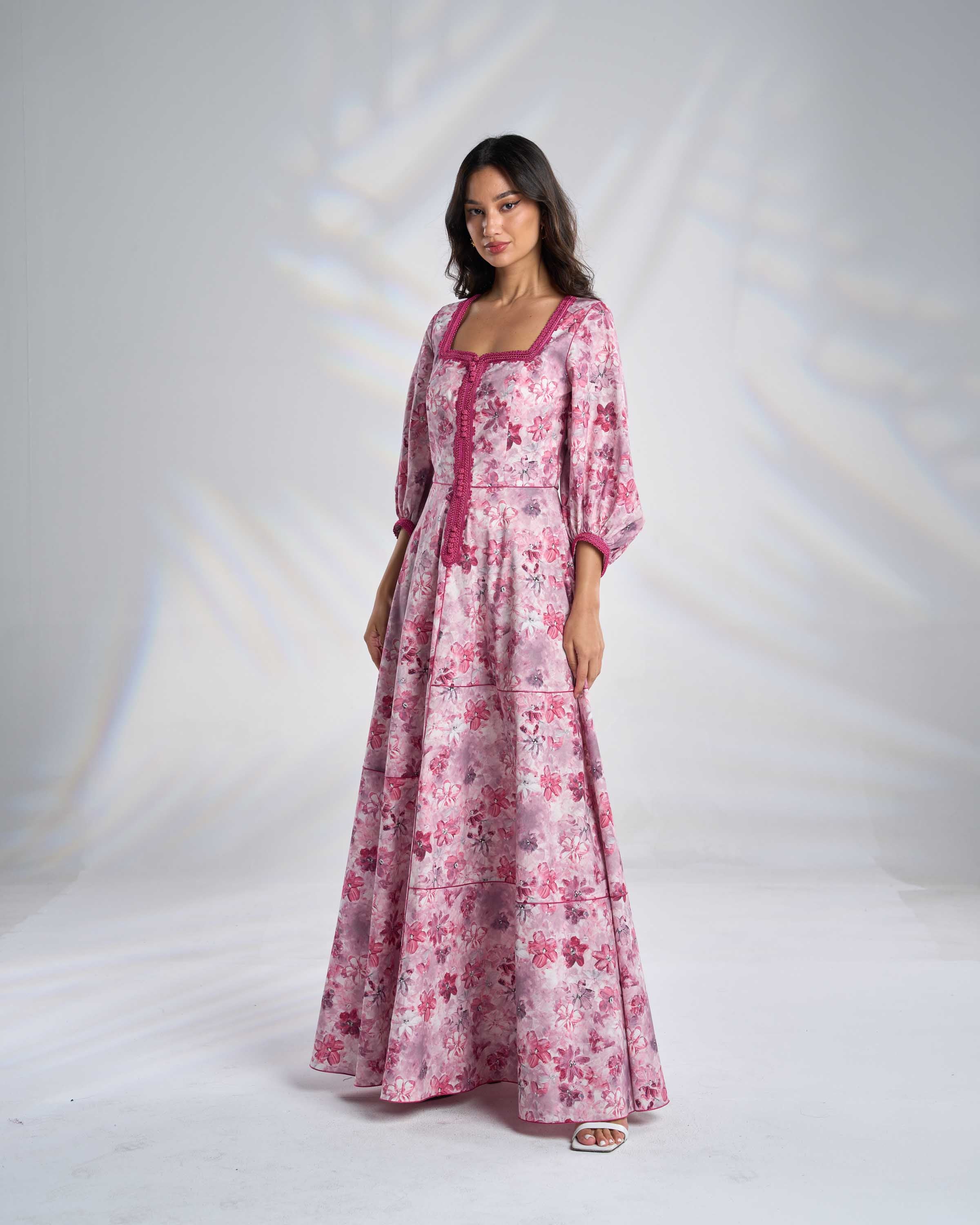 Cotton Floral Kaftan Dress R23-10