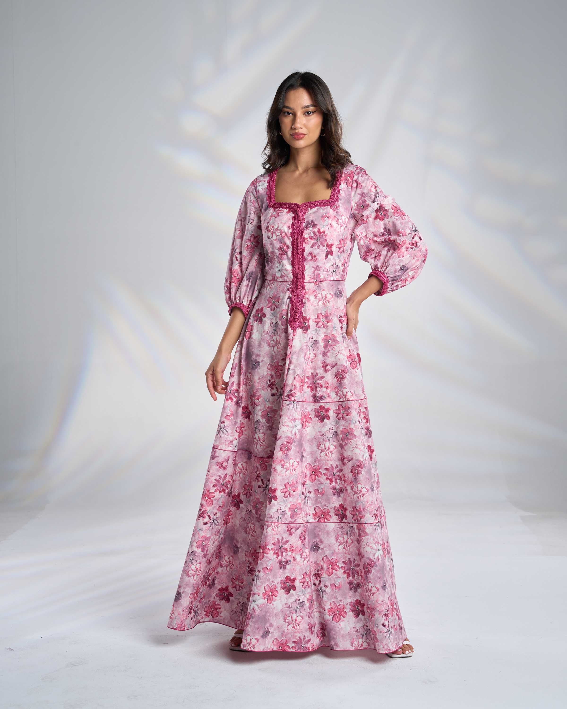 Cotton Floral Kaftan Dress R23-10