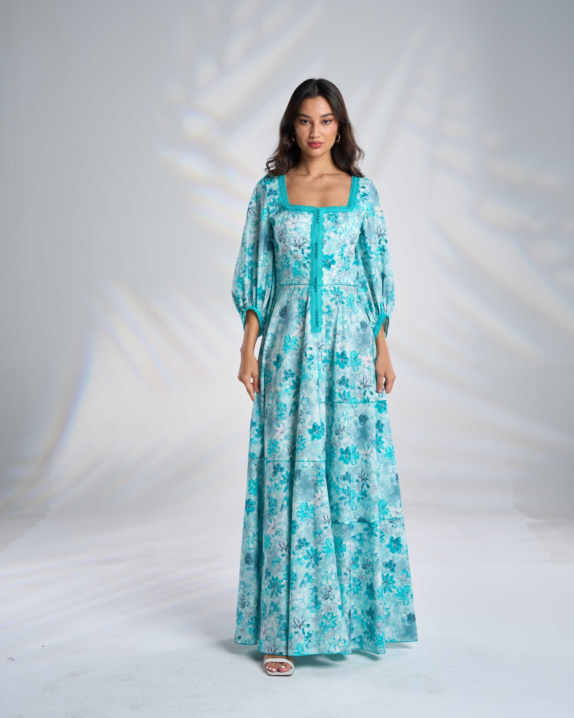 Cotton Floral Kaftan Dress R23-10