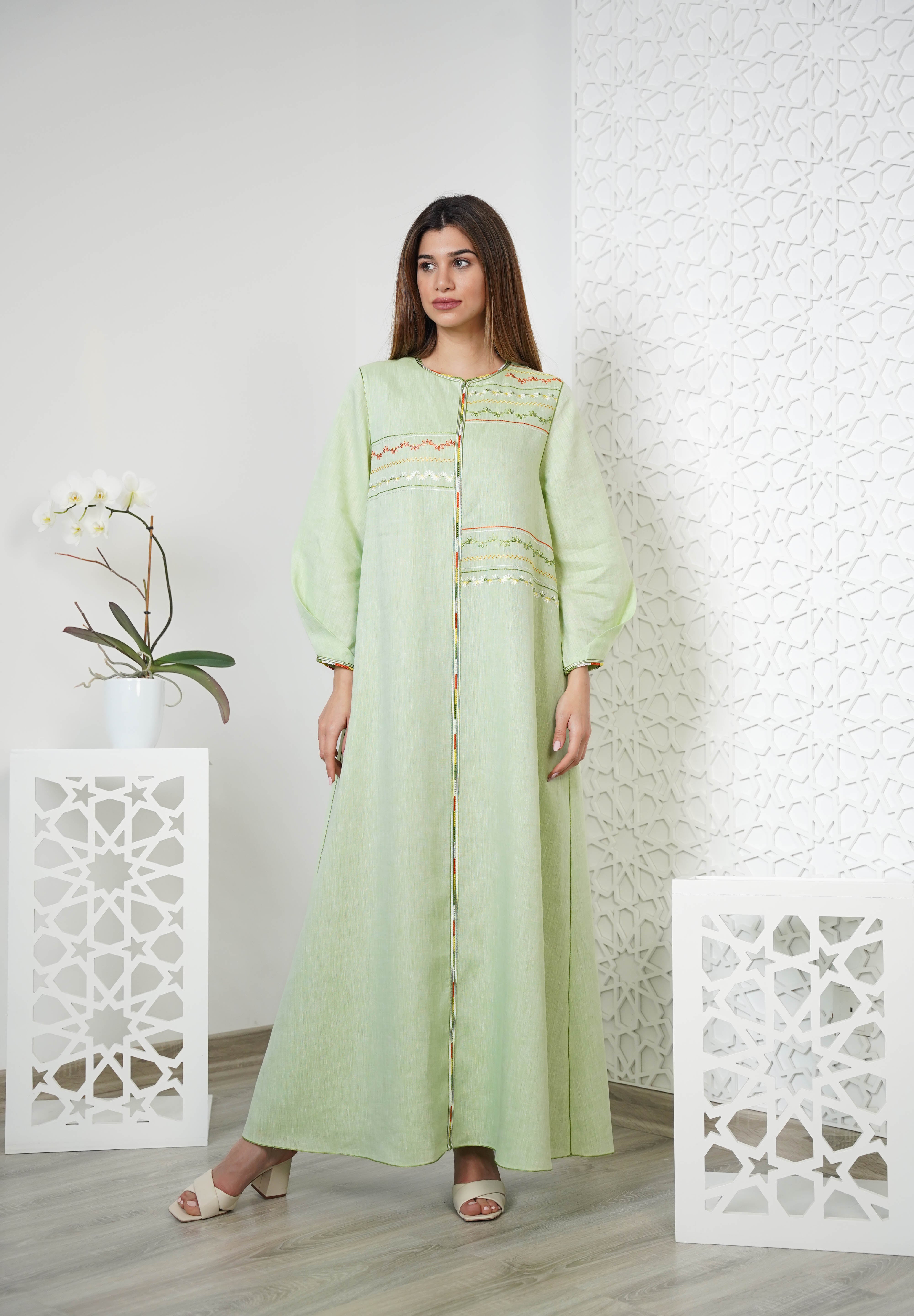 Linen Embroidered Kaftan R24-03