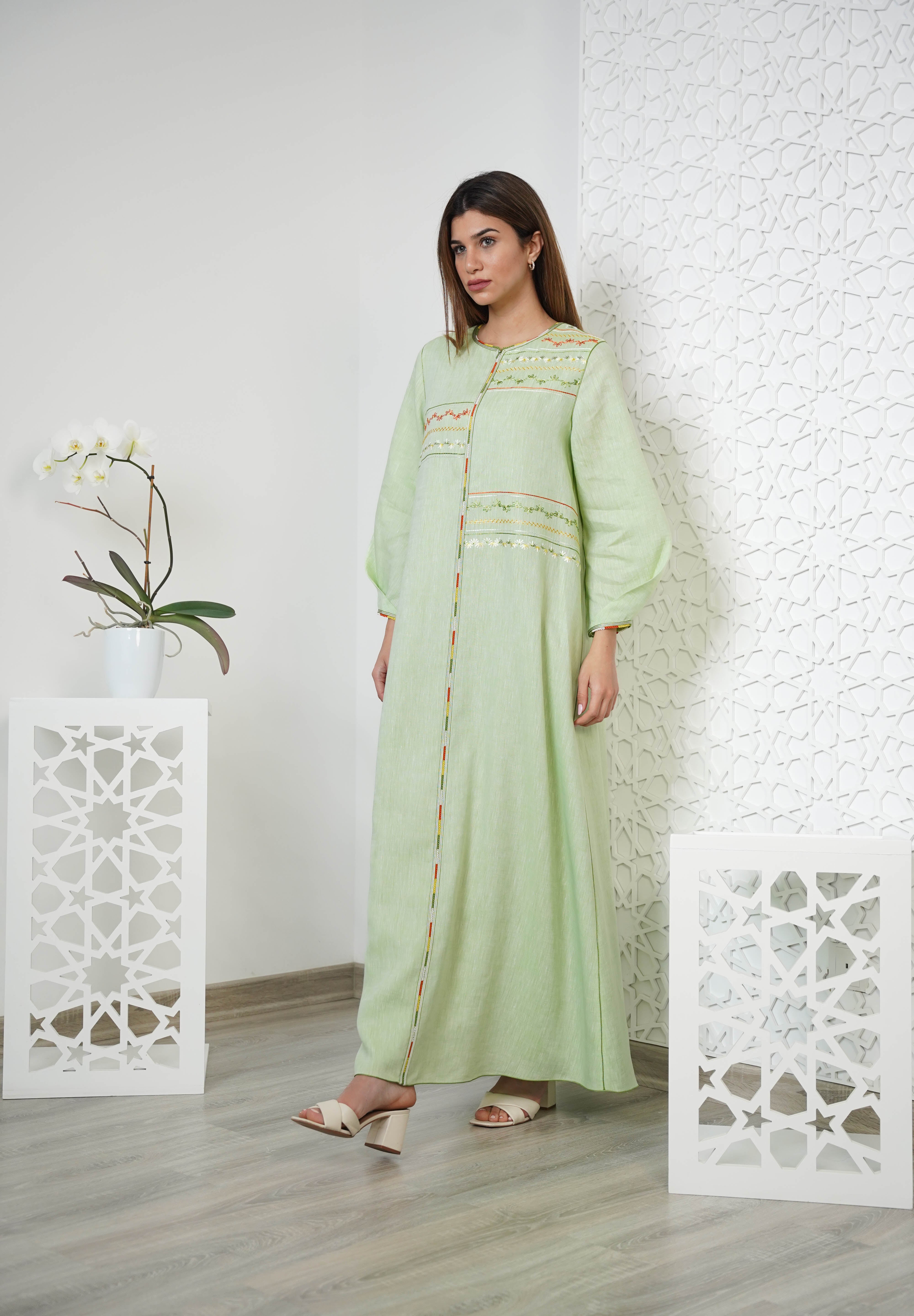 Linen Embroidered Kaftan R24-03