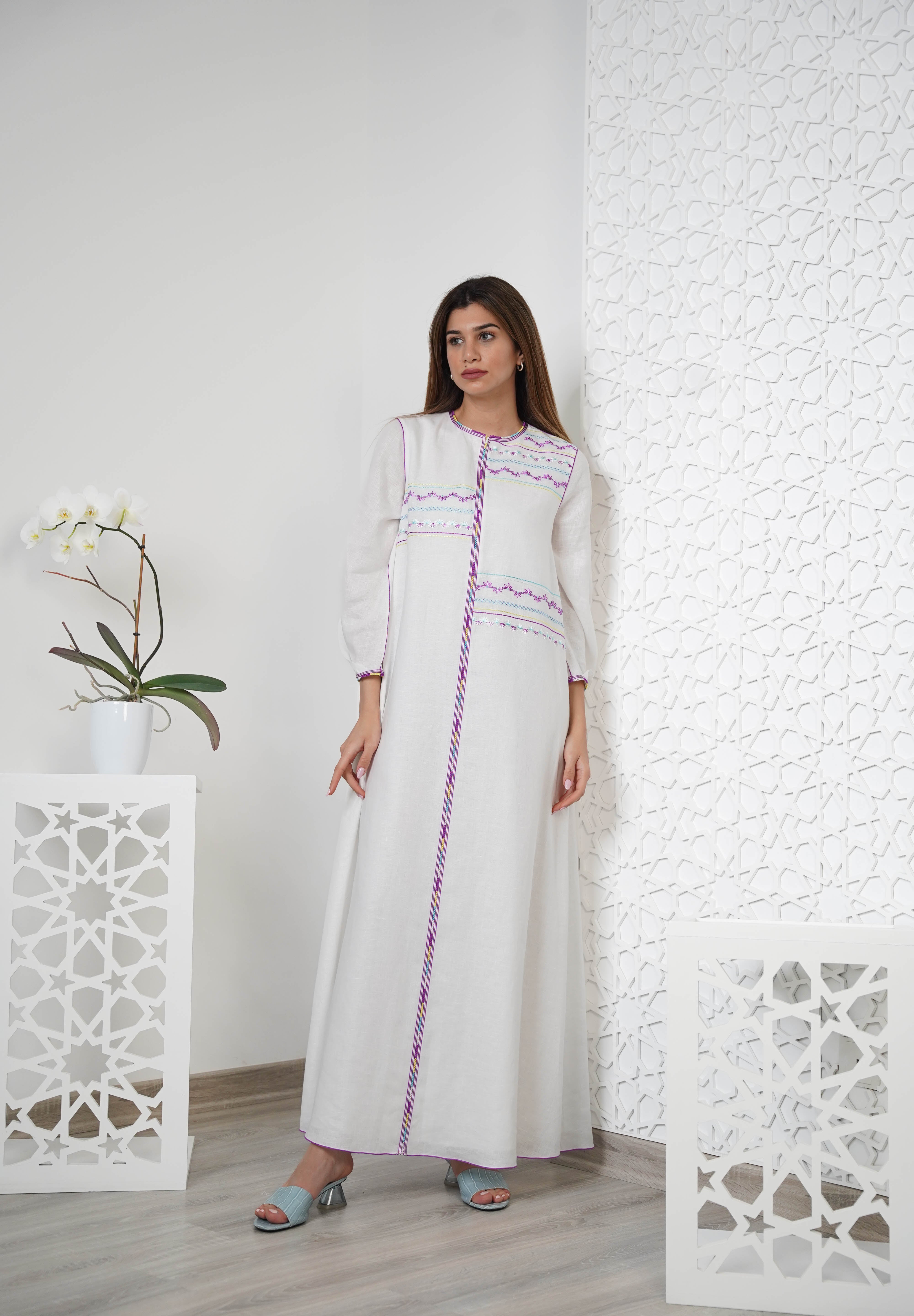 Linen Embroidered Kaftan R24-03