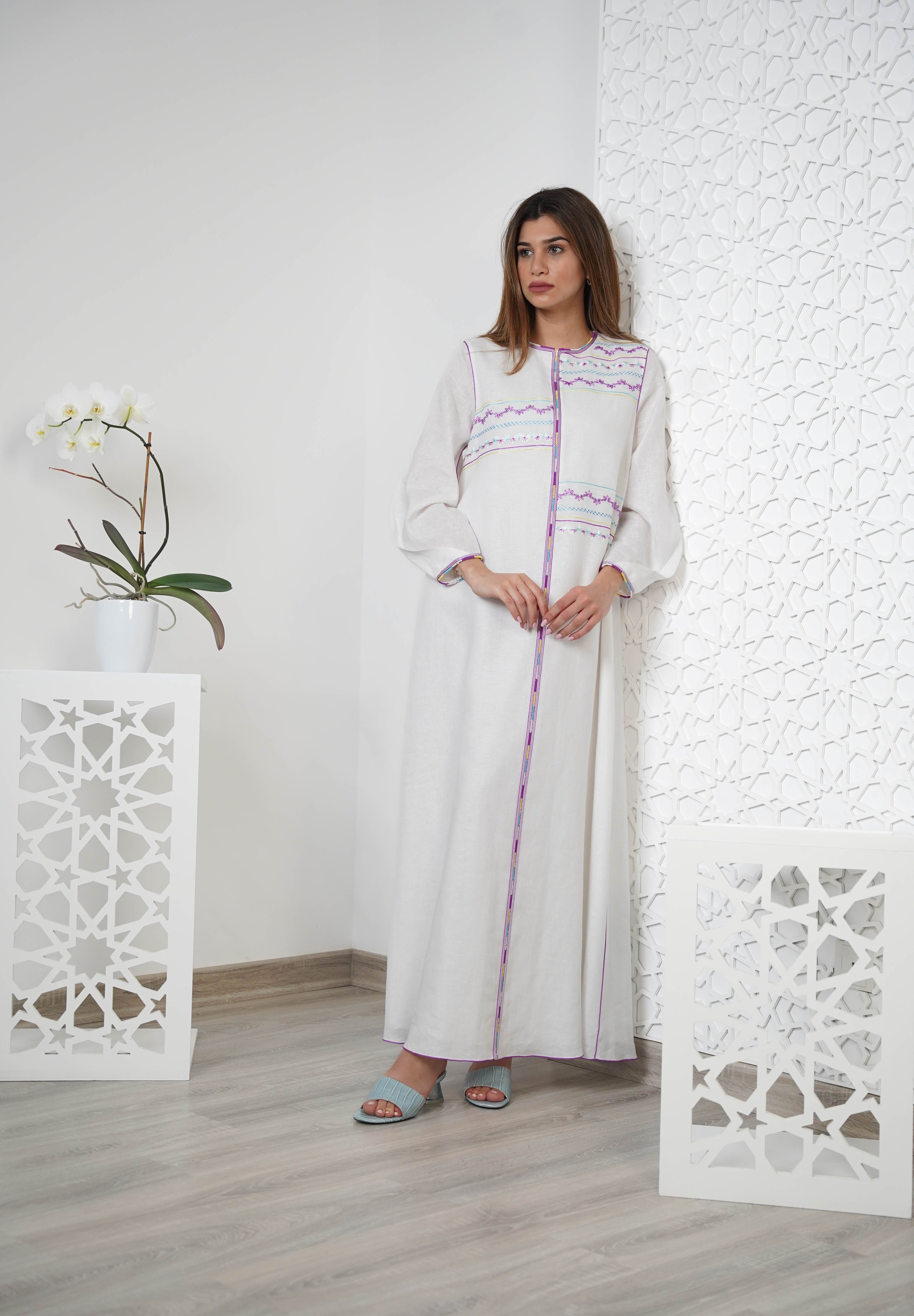 Linen Embroidered Kaftan R24-03