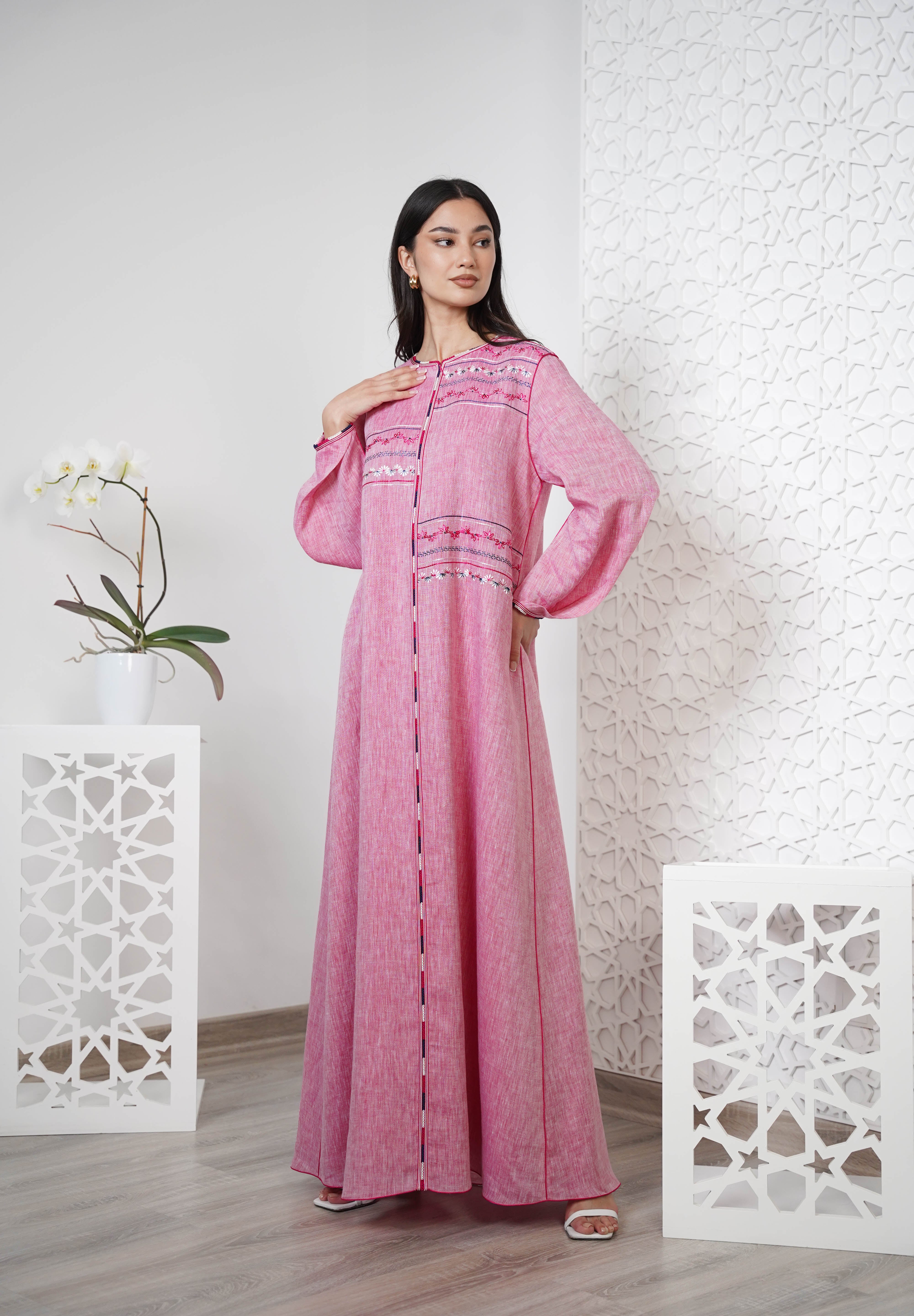 Linen Embroidered Kaftan R24-03