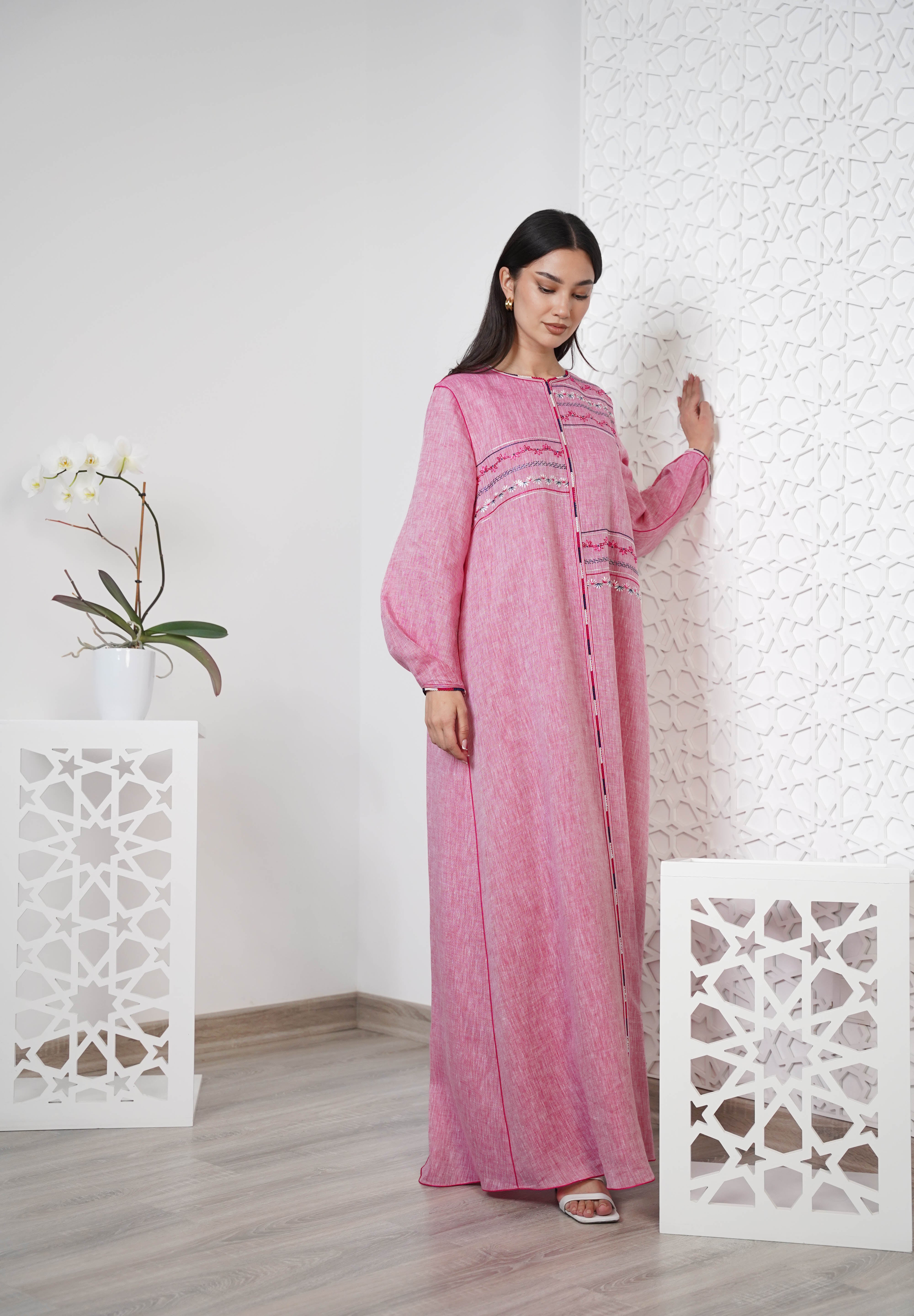 Linen Embroidered Kaftan R24-03